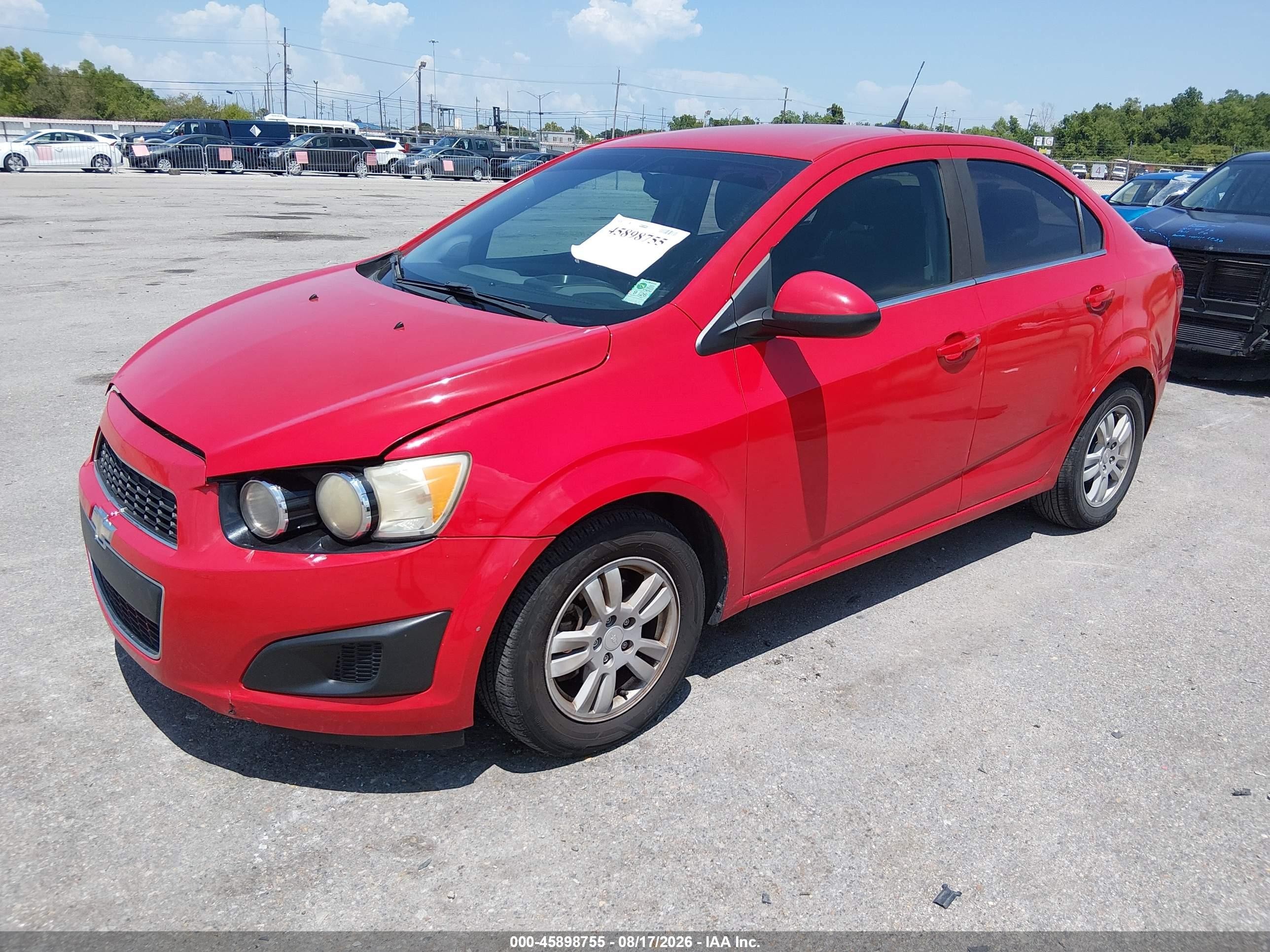 2014 Chevrolet Sonic Lt Auto Red vin: 1G1JC5SH3E4163598