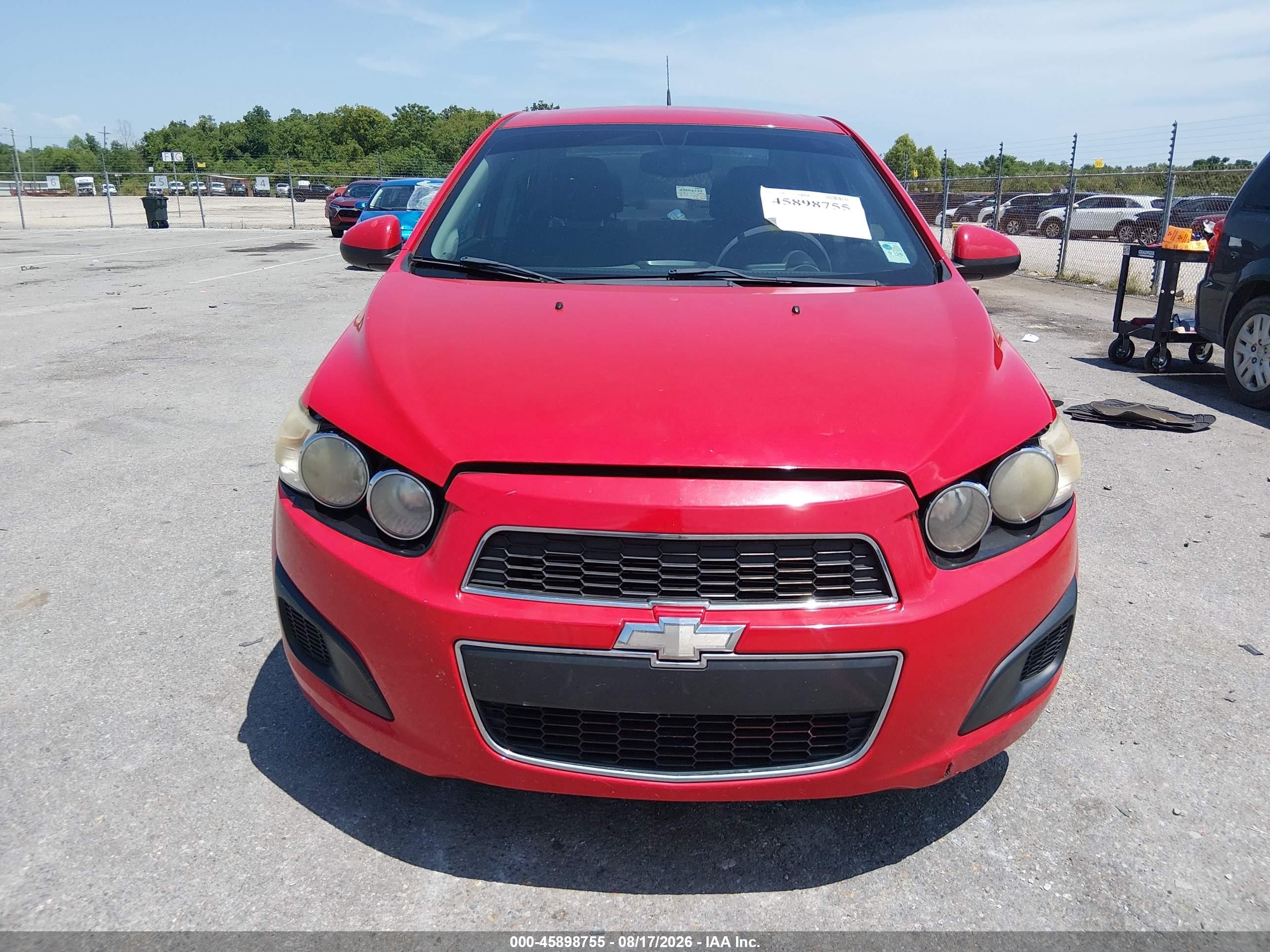2014 Chevrolet Sonic Lt Auto Red vin: 1G1JC5SH3E4163598