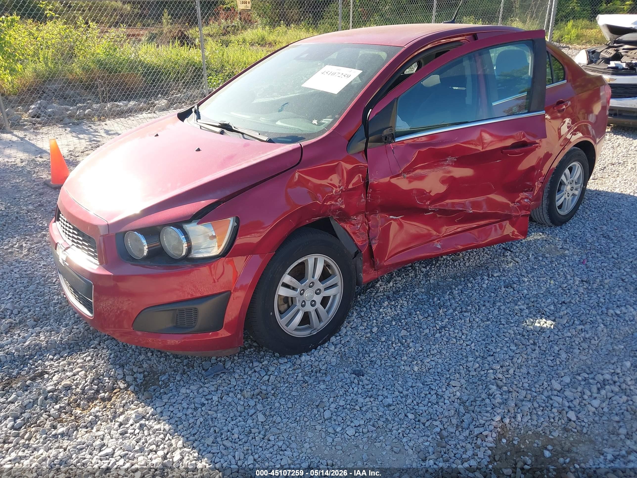 2014 Chevrolet Sonic Lt Auto Red vin: 1G1JC5SH3E4230488