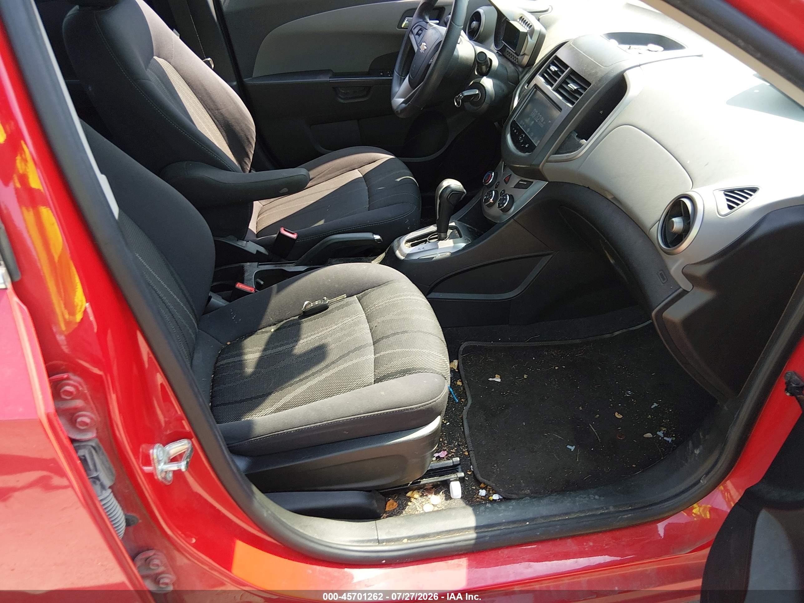 2015 Chevrolet Sonic Lt Auto Red vin: 1G1JC5SH3F4140968
