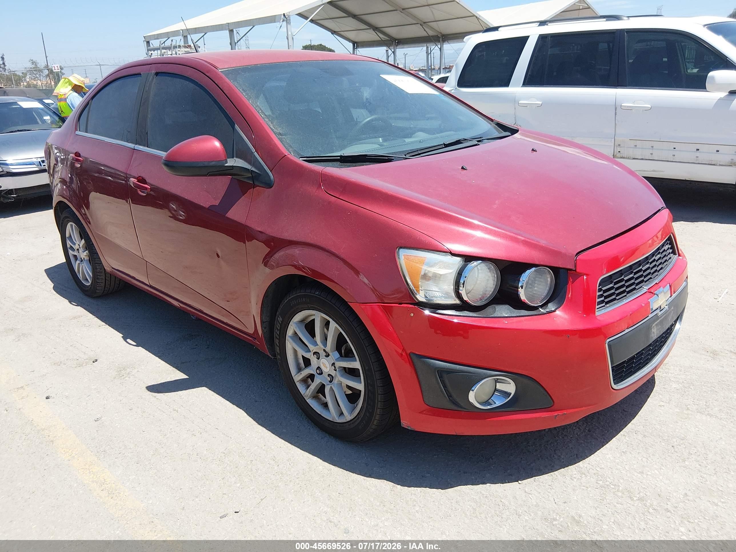2012 Chevrolet Sonic 2lt Red vin: 1G1JC5SH4C4124130