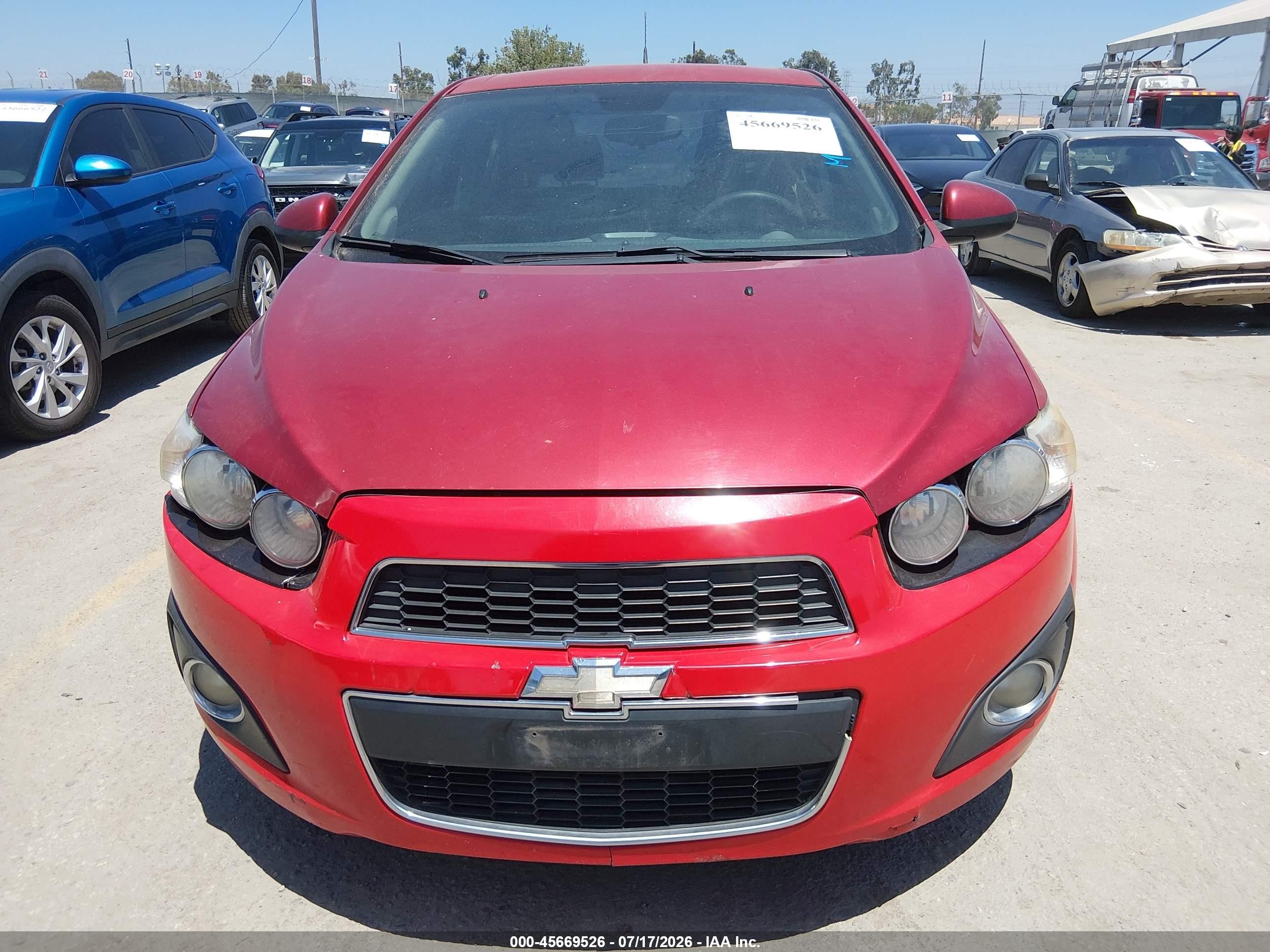 2012 Chevrolet Sonic 2lt Red vin: 1G1JC5SH4C4124130