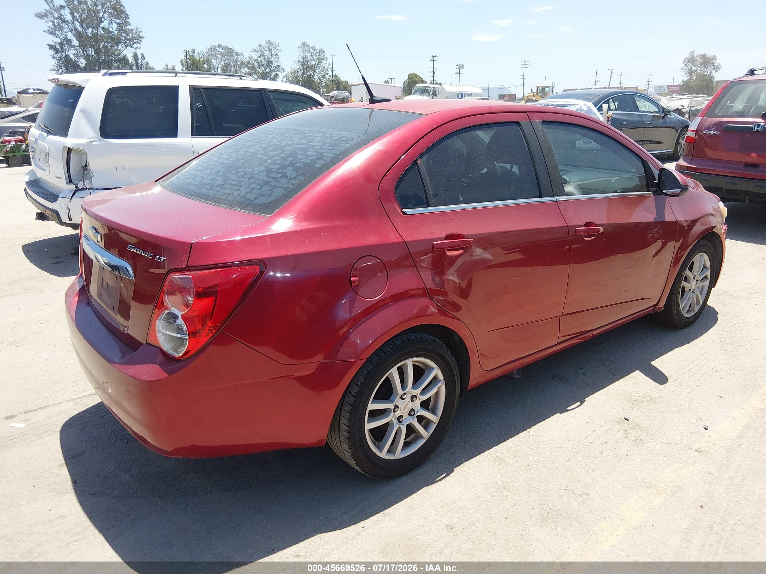 2012 Chevrolet Sonic 2lt Red vin: 1G1JC5SH4C4124130