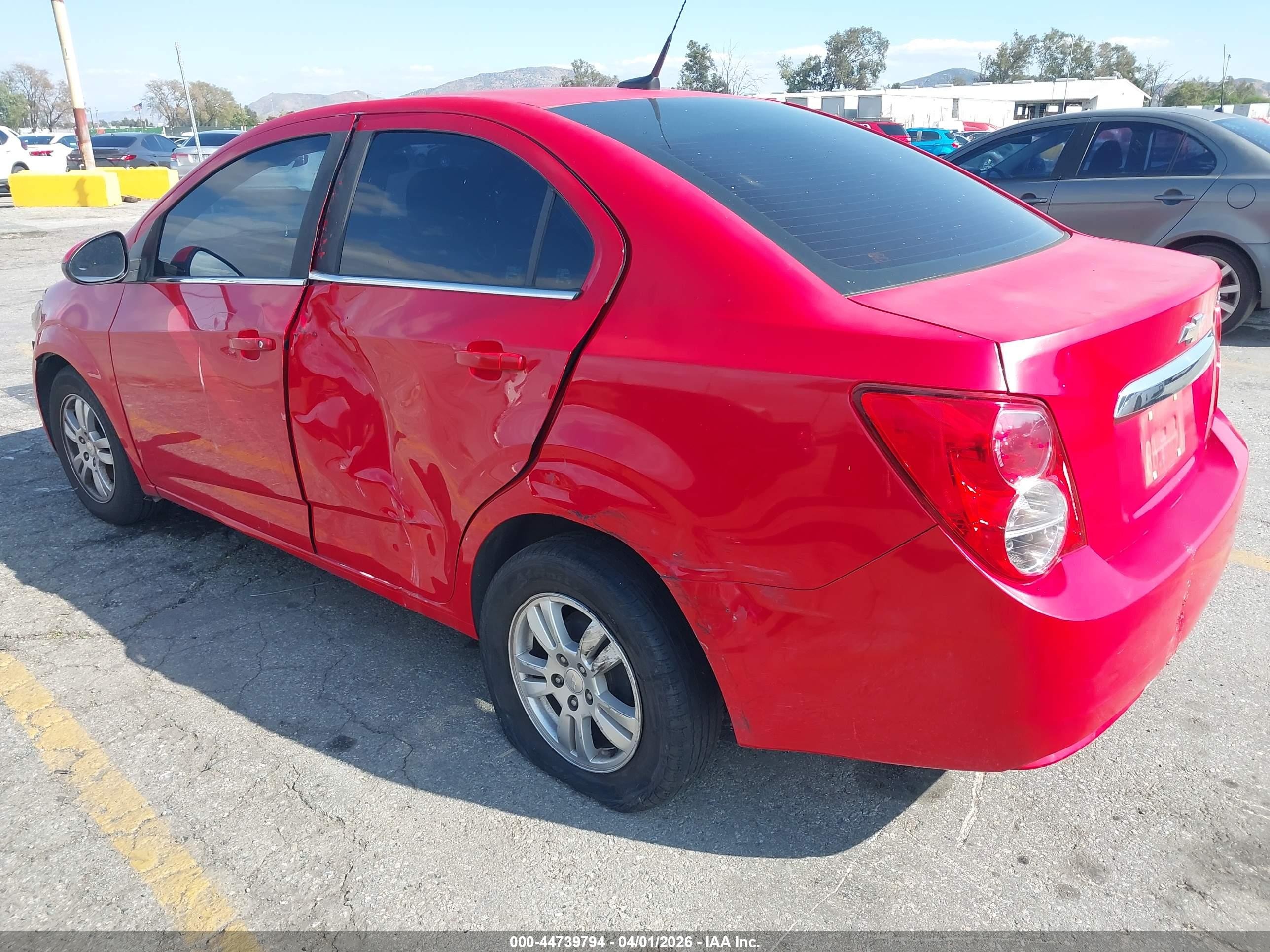 2013 Chevrolet Sonic Lt Auto Red vin: 1G1JC5SH4D4183244
