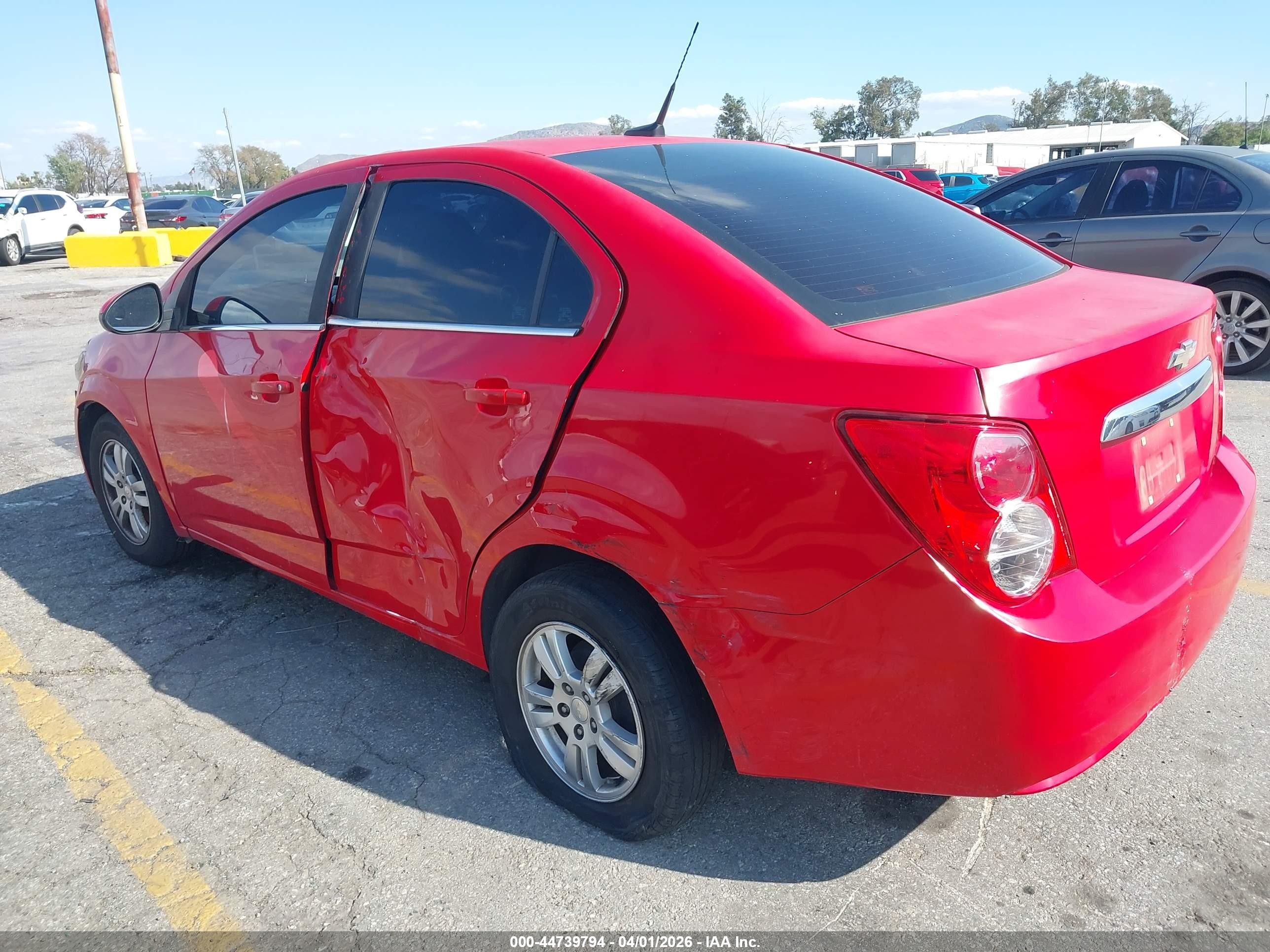 2013 Chevrolet Sonic Lt Auto Red vin: 1G1JC5SH4D4183244