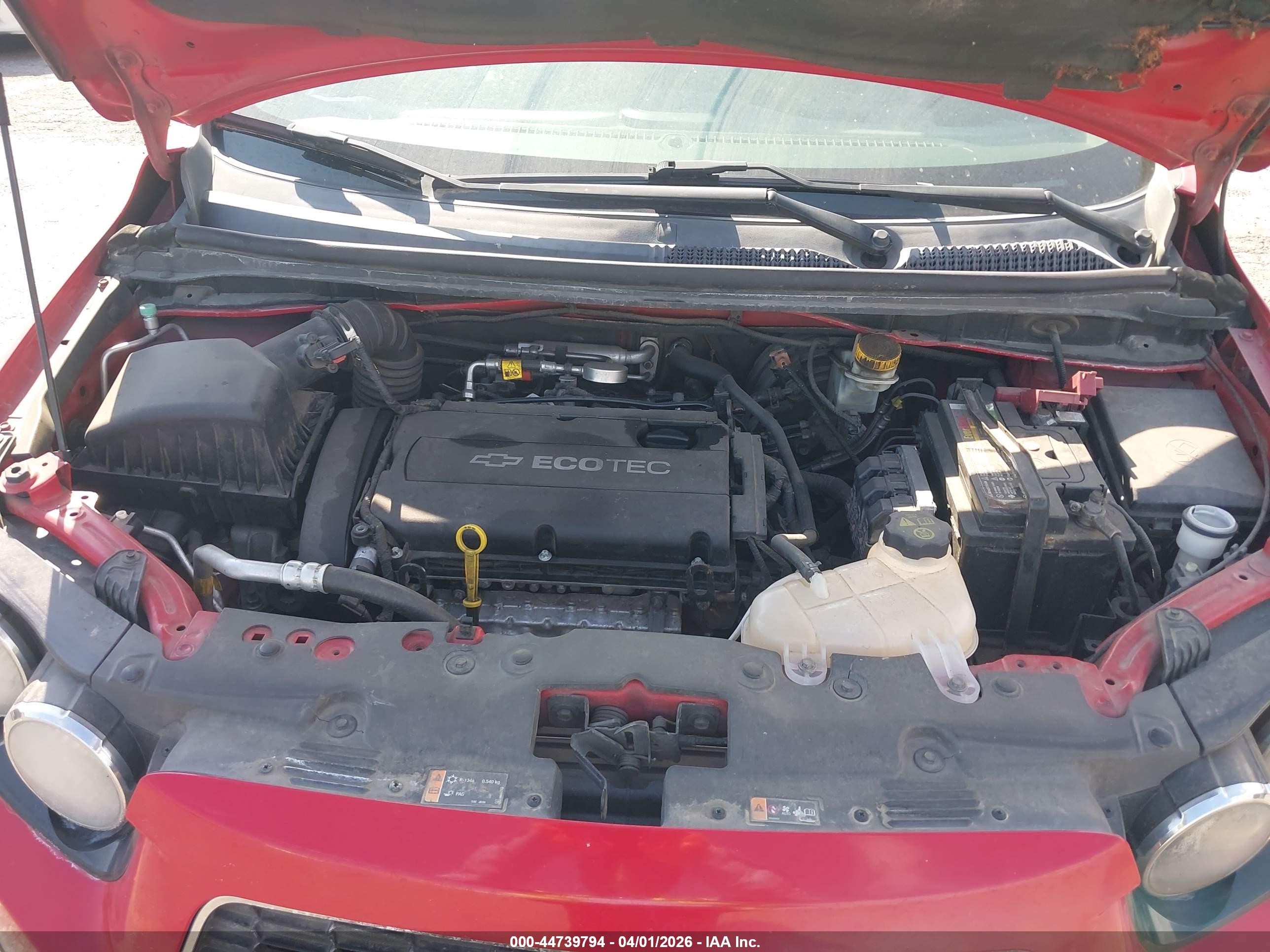 2013 Chevrolet Sonic Lt Auto Red vin: 1G1JC5SH4D4183244