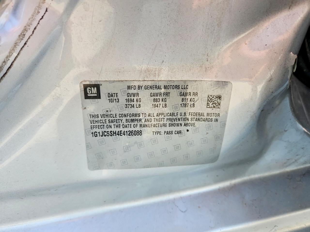 2014 Chevrolet Sonic Lt Silver vin: 1G1JC5SH4E4126088