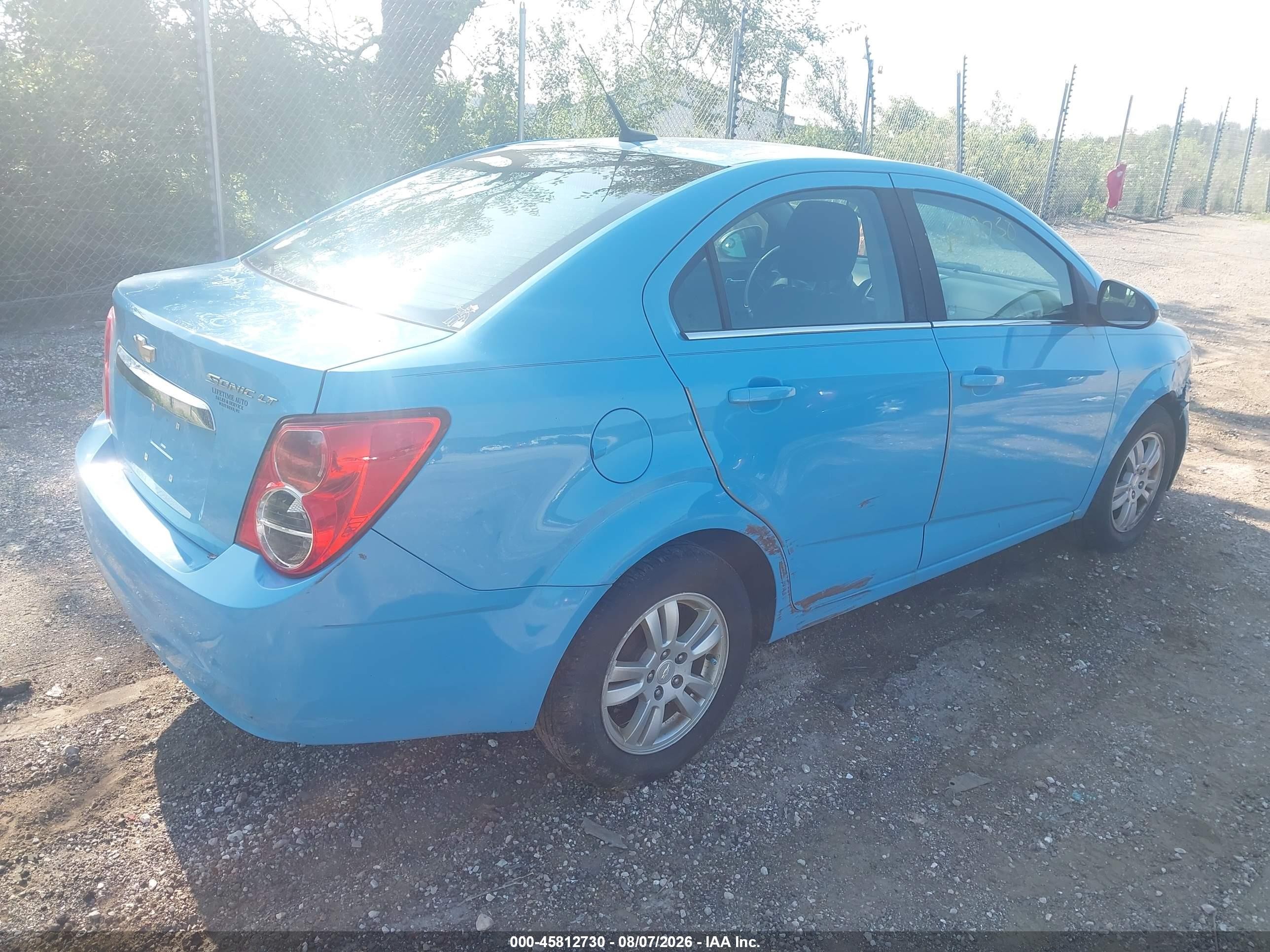 2014 Chevrolet Sonic Lt Auto Blue vin: 1G1JC5SH4E4153839