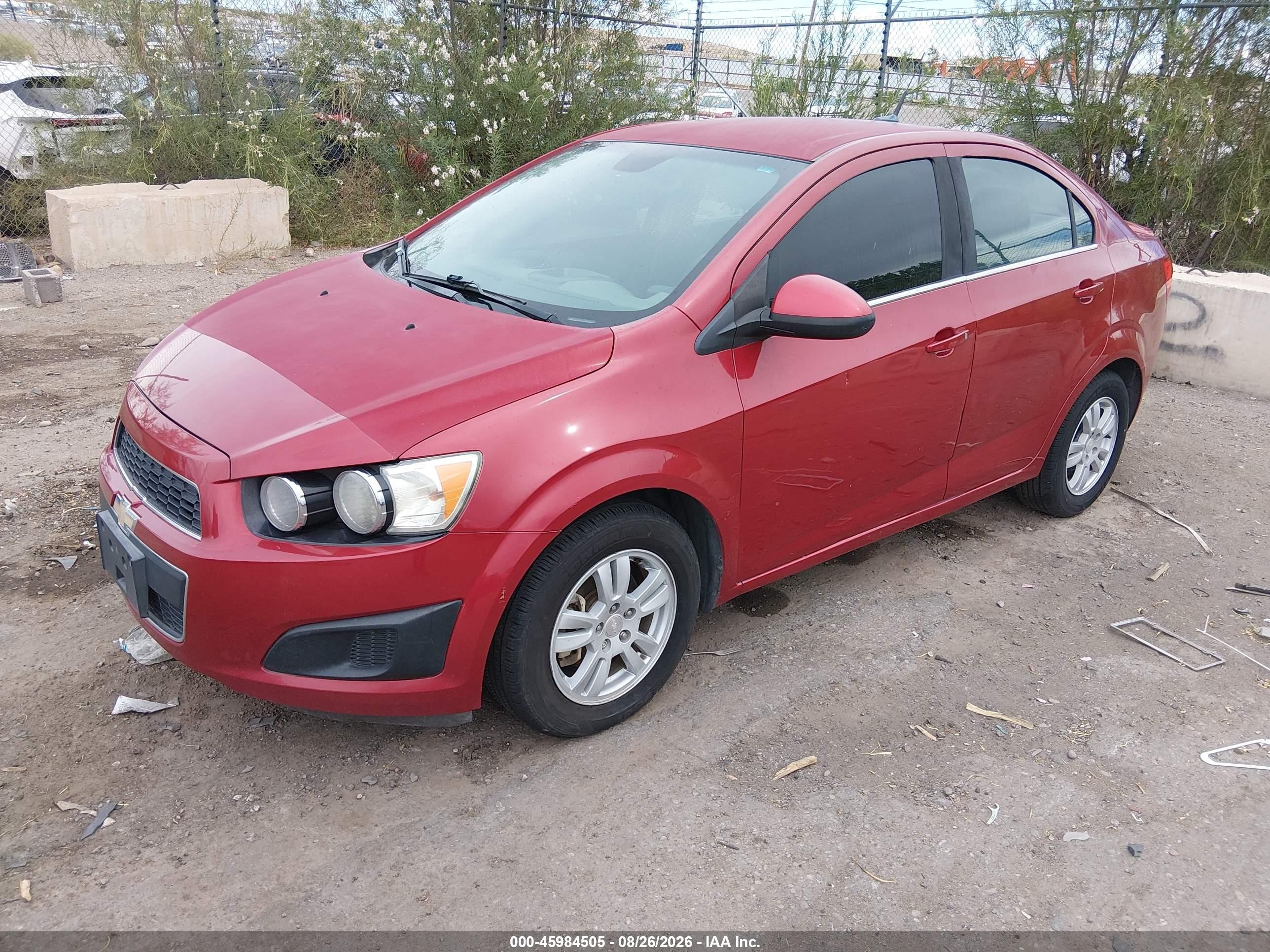 2014 Chevrolet Sonic Lt Auto Red vin: 1G1JC5SH4E4163593