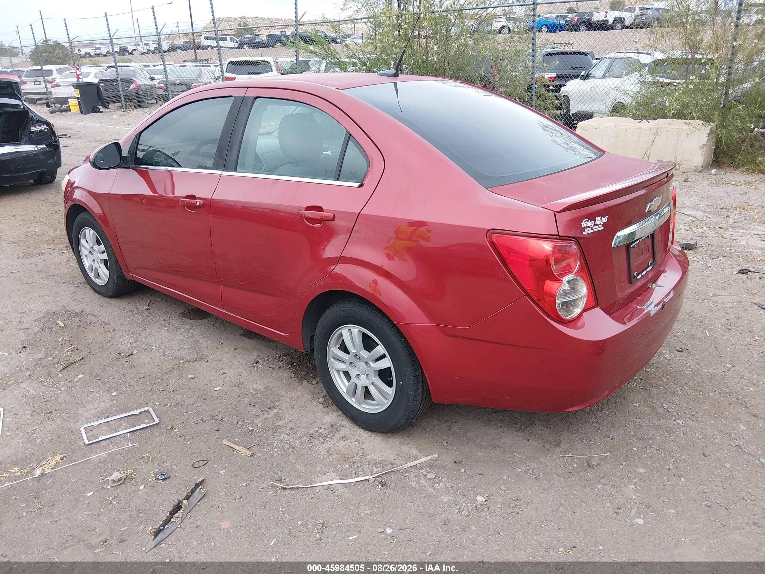 2014 Chevrolet Sonic Lt Auto Red vin: 1G1JC5SH4E4163593