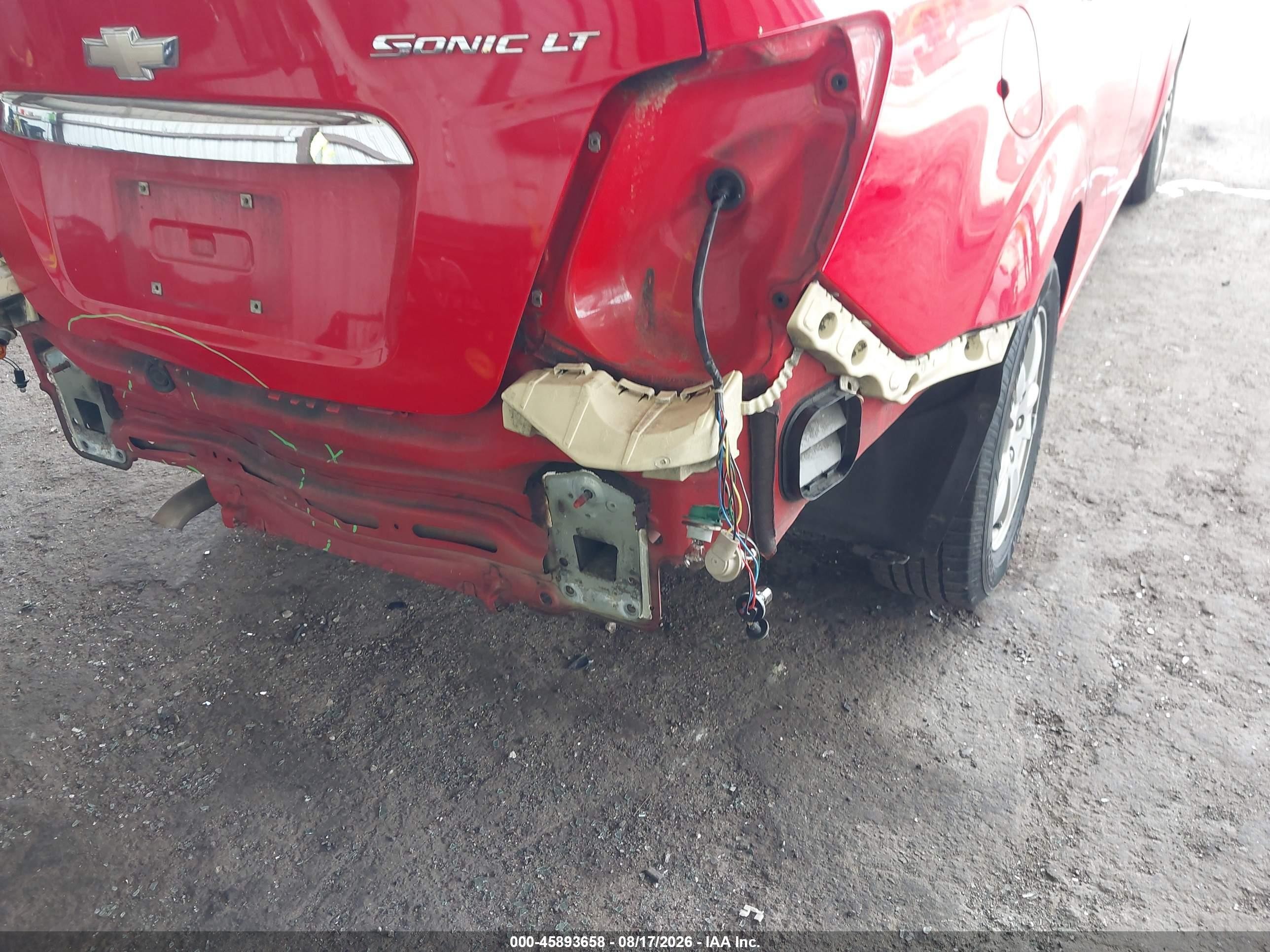 2014 Chevrolet Sonic Lt Auto Red vin: 1G1JC5SH4E4207270