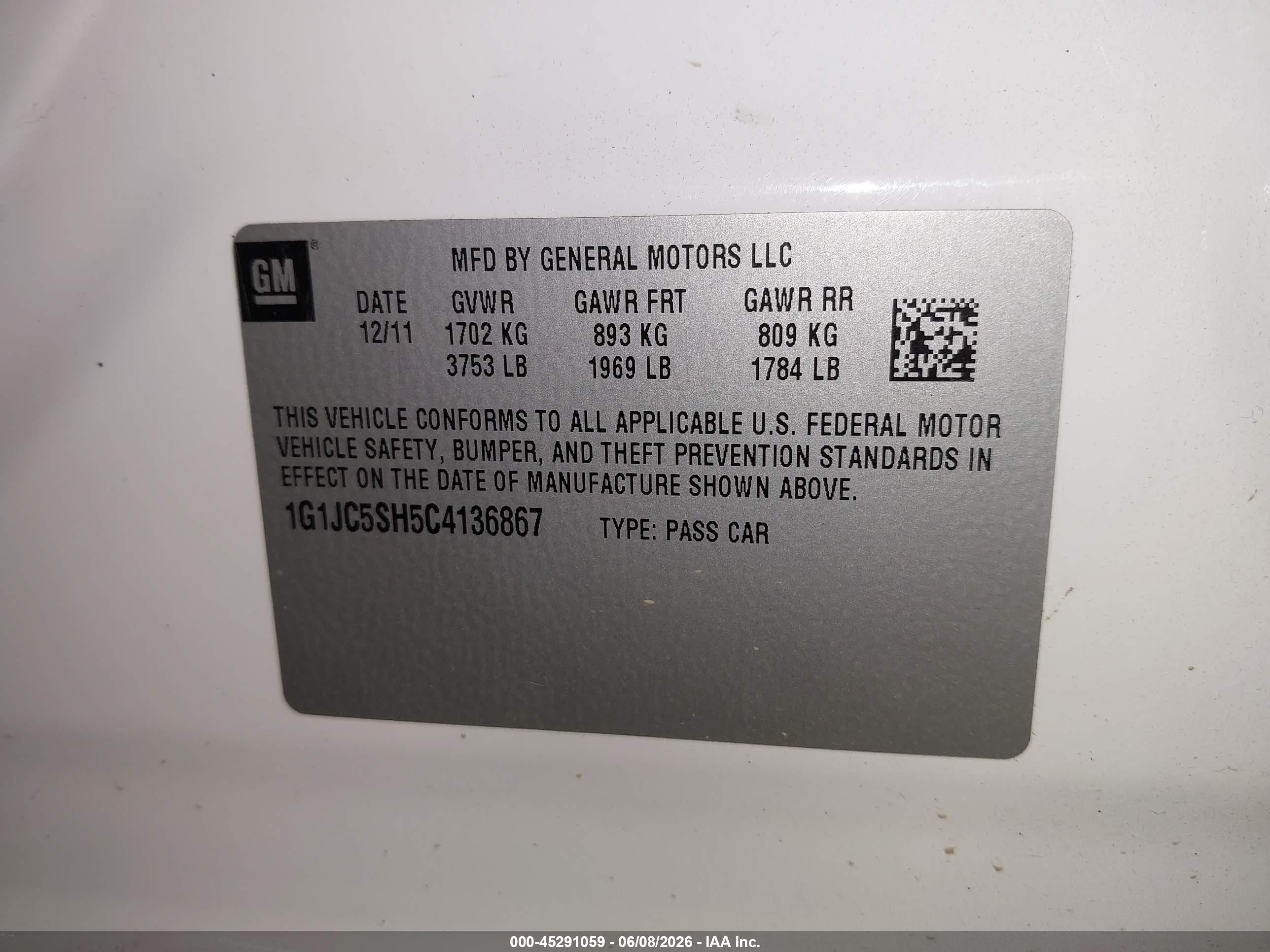 2012 Chevrolet Sonic 2lt White vin: 1G1JC5SH5C4136867