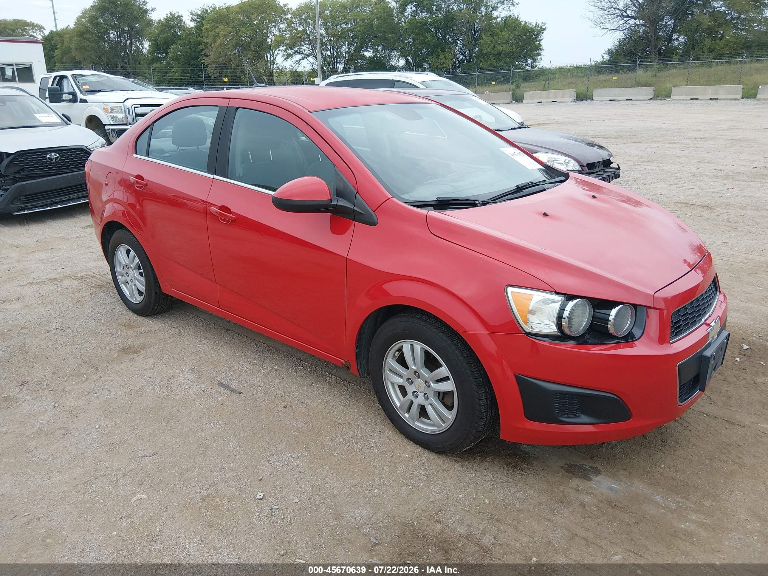 2012 Chevrolet Sonic 2lt Red vin: 1G1JC5SH6C4136859