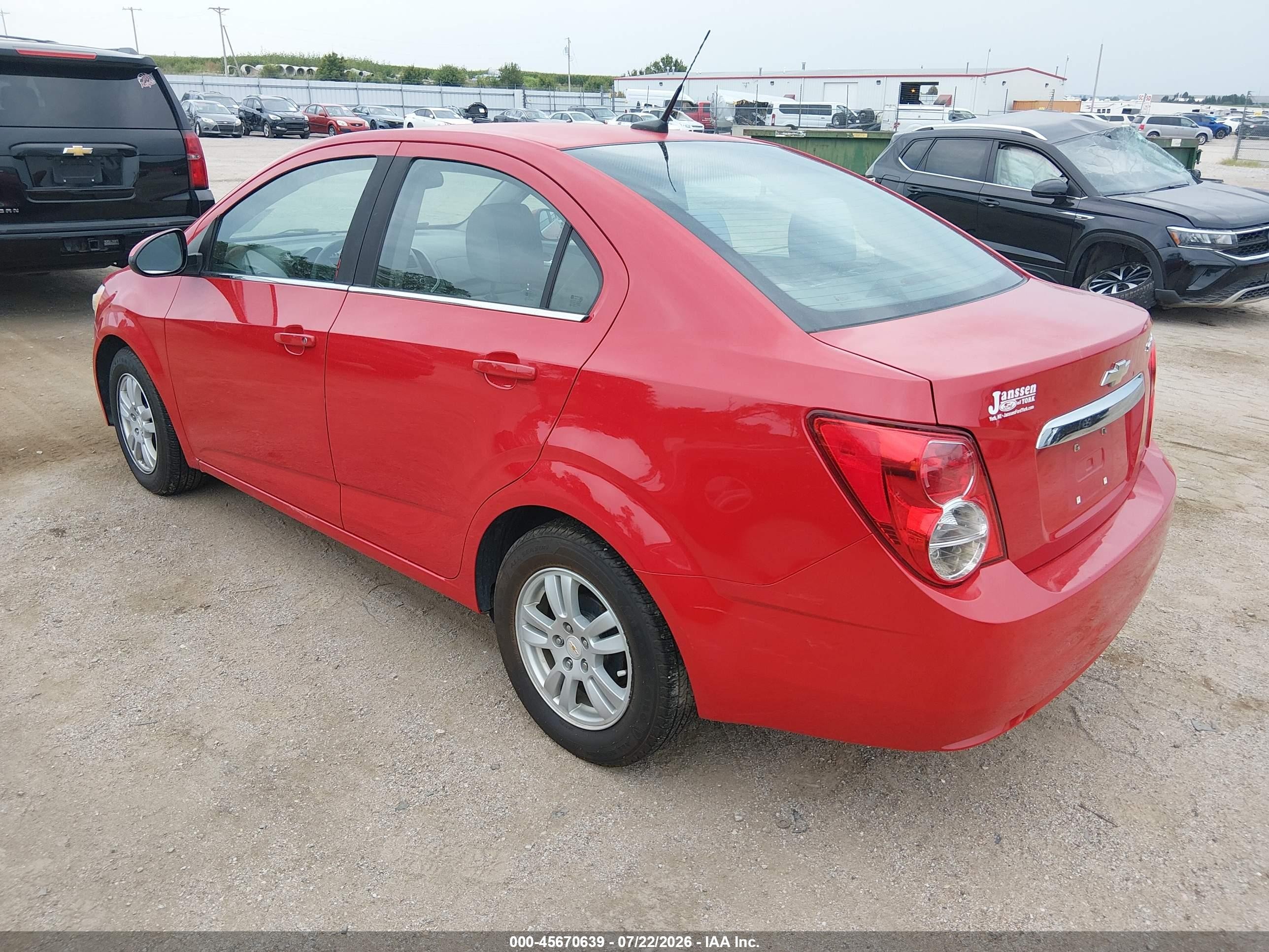2012 Chevrolet Sonic 2lt Red vin: 1G1JC5SH6C4136859