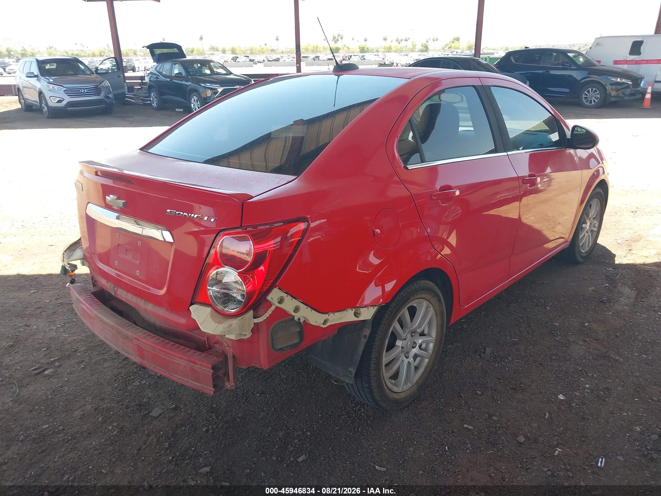 2015 Chevrolet Sonic Lt Auto Red vin: 1G1JC5SH6F4178212