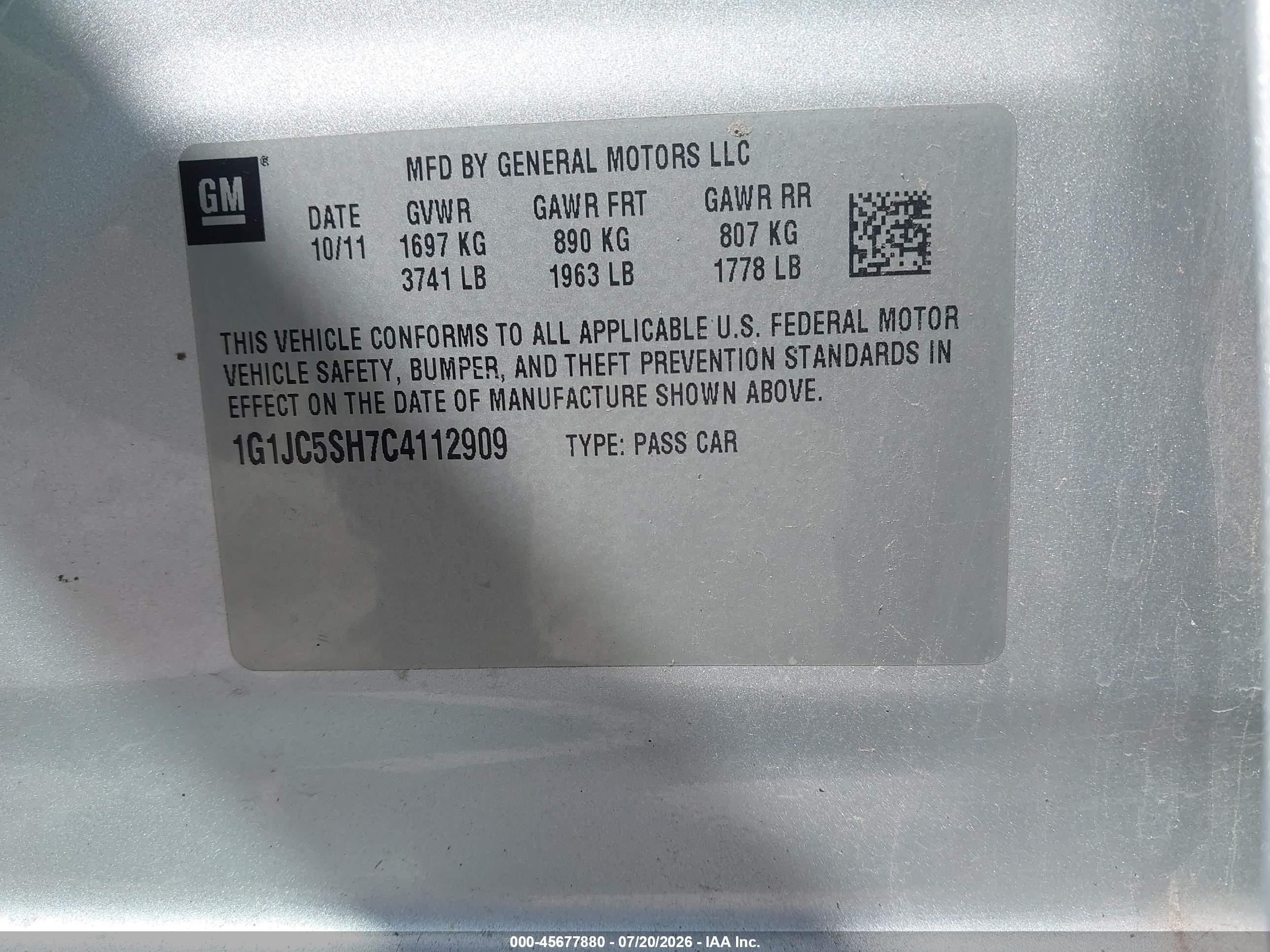 2012 Chevrolet Sonic 2lt Серебряный vin: 1G1JC5SH7C4112909