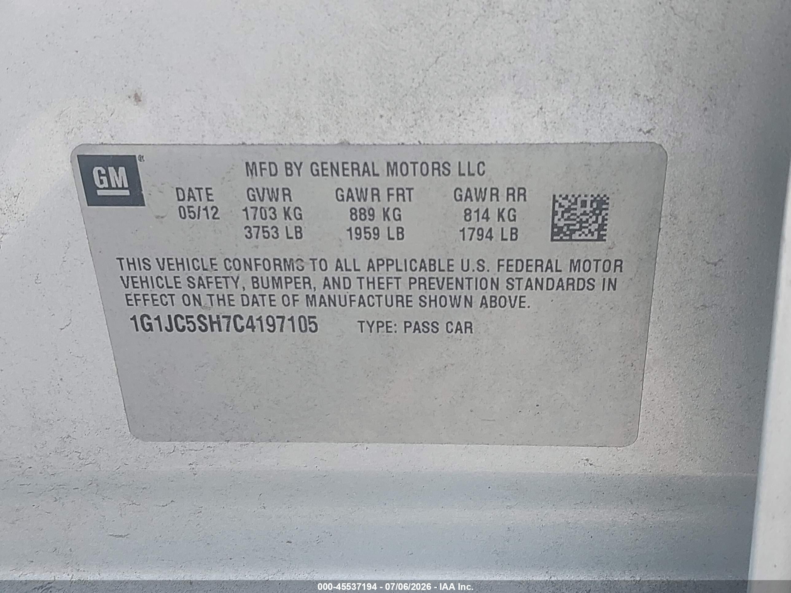 2012 Chevrolet Sonic 2lt Silver vin: 1G1JC5SH7C4197105