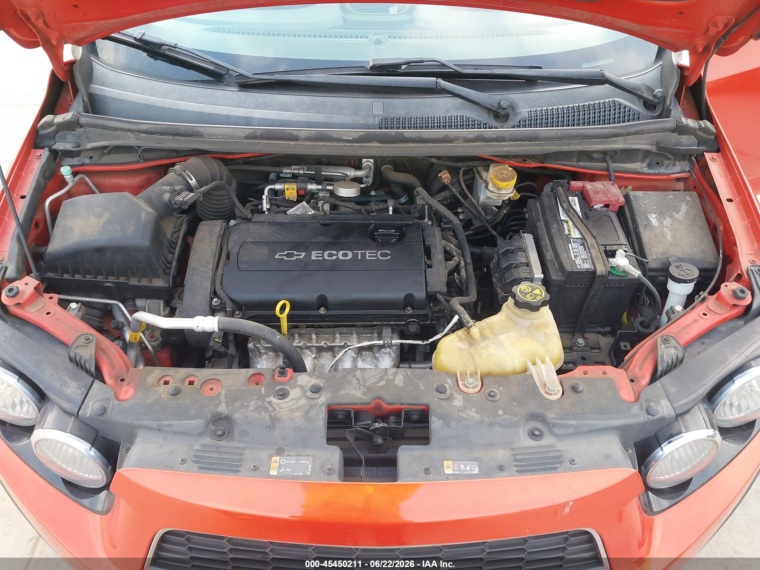 2013 Chevrolet Sonic Lt Auto Orange vin: 1G1JC5SH7D4168821