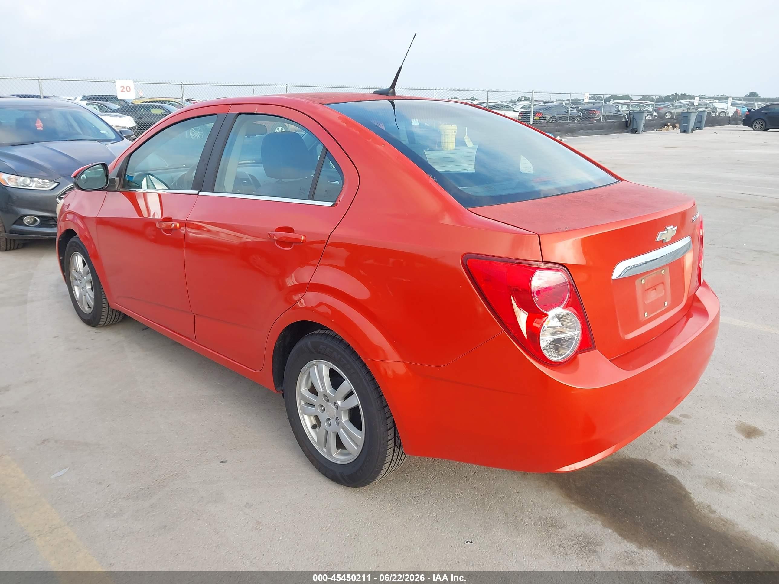 2013 Chevrolet Sonic Lt Auto Orange vin: 1G1JC5SH7D4168821