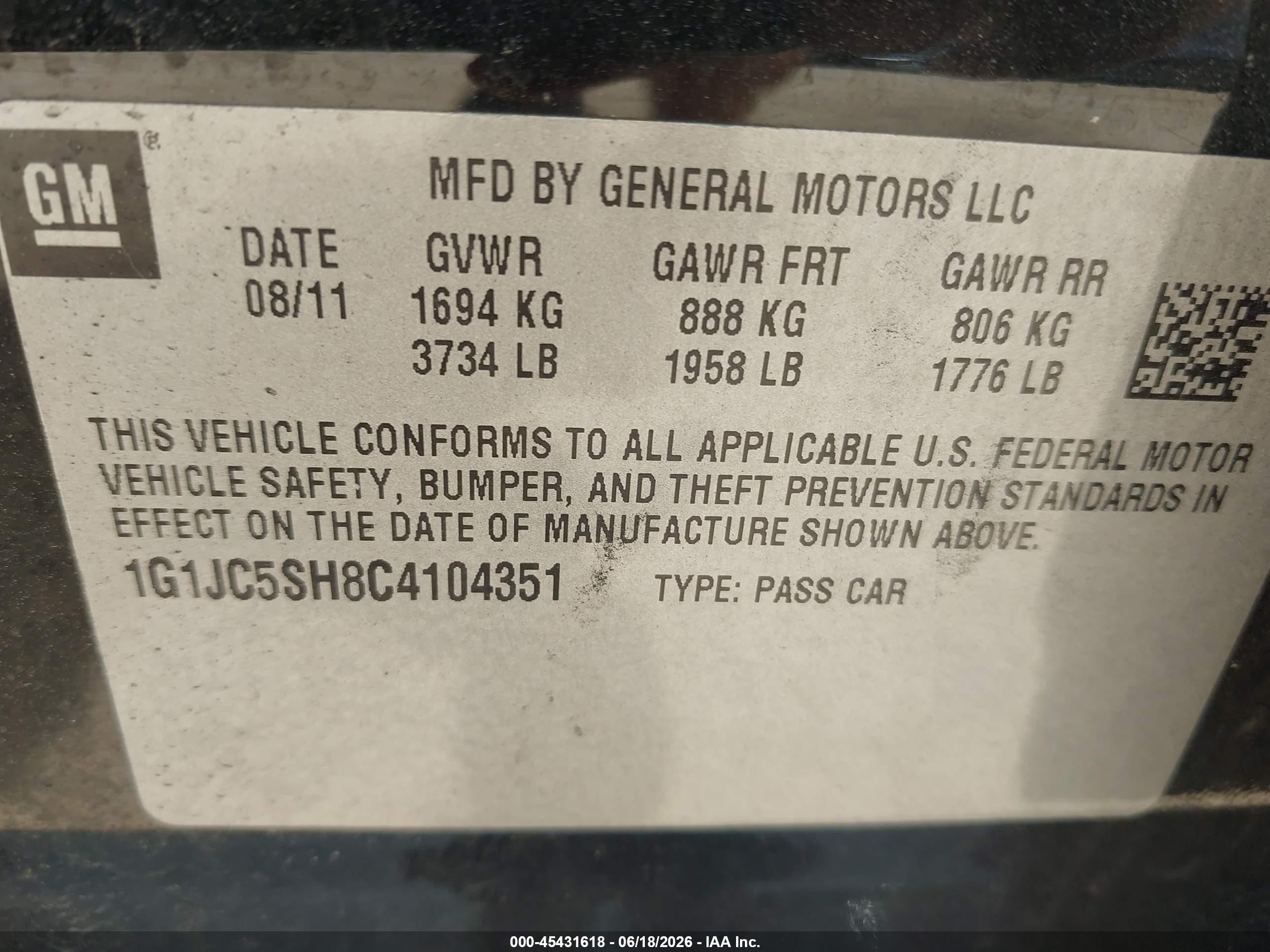 2012 Chevrolet Sonic 2lt Gray vin: 1G1JC5SH8C4104351