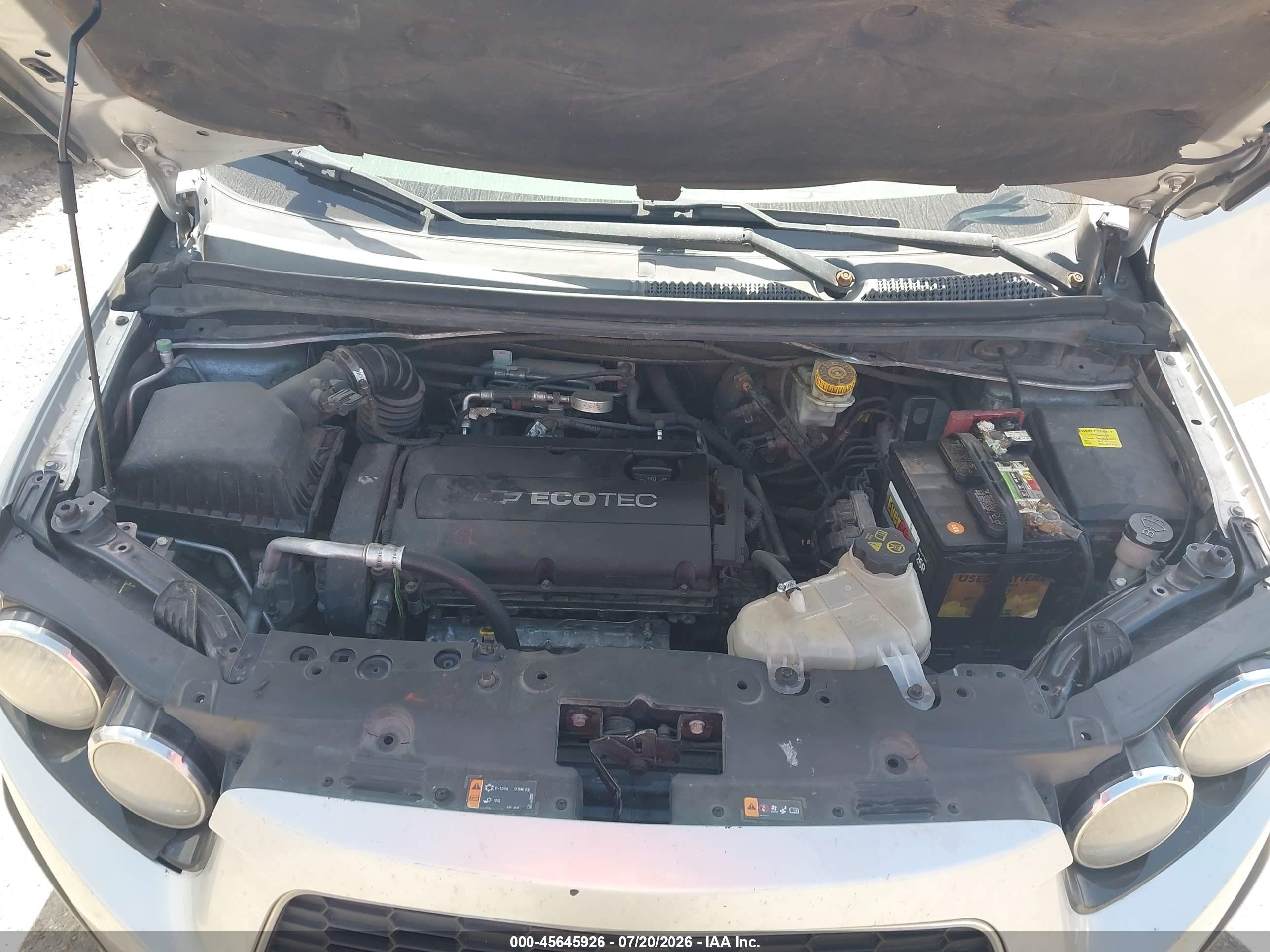 2013 Chevrolet Sonic Lt Auto Серебряный vin: 1G1JC5SH8D4196319