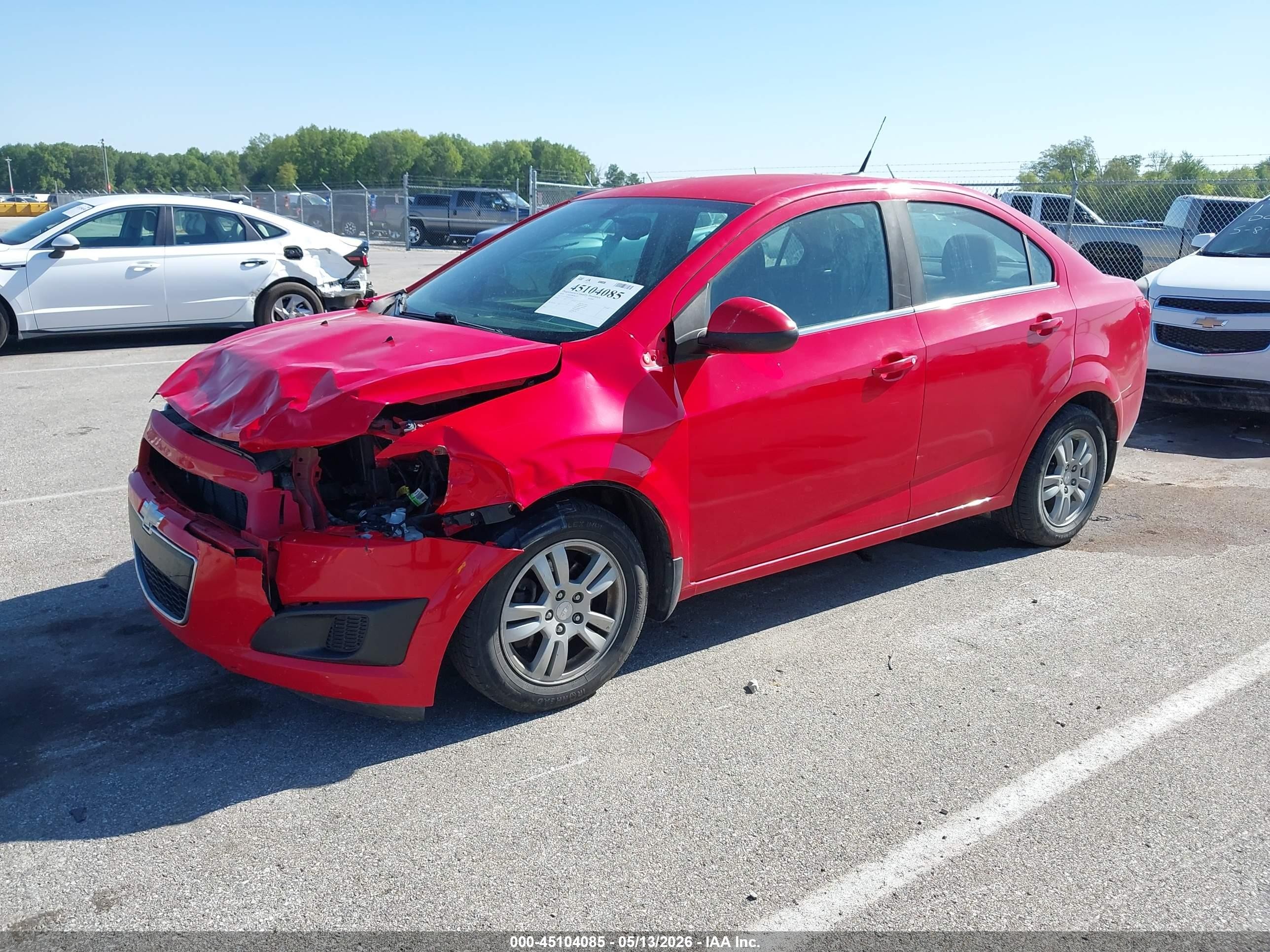 2014 Chevrolet Sonic Lt Auto Red vin: 1G1JC5SH8E4224461