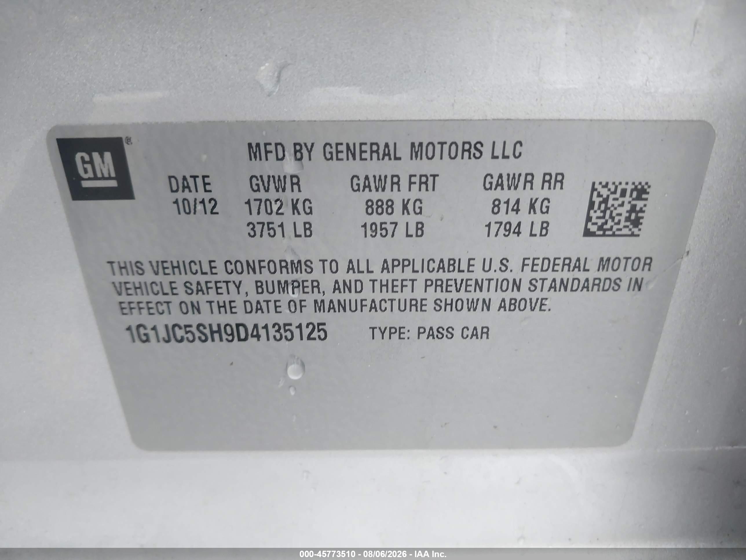2013 Chevrolet Sonic Lt Auto Silver vin: 1G1JC5SH9D4135125
