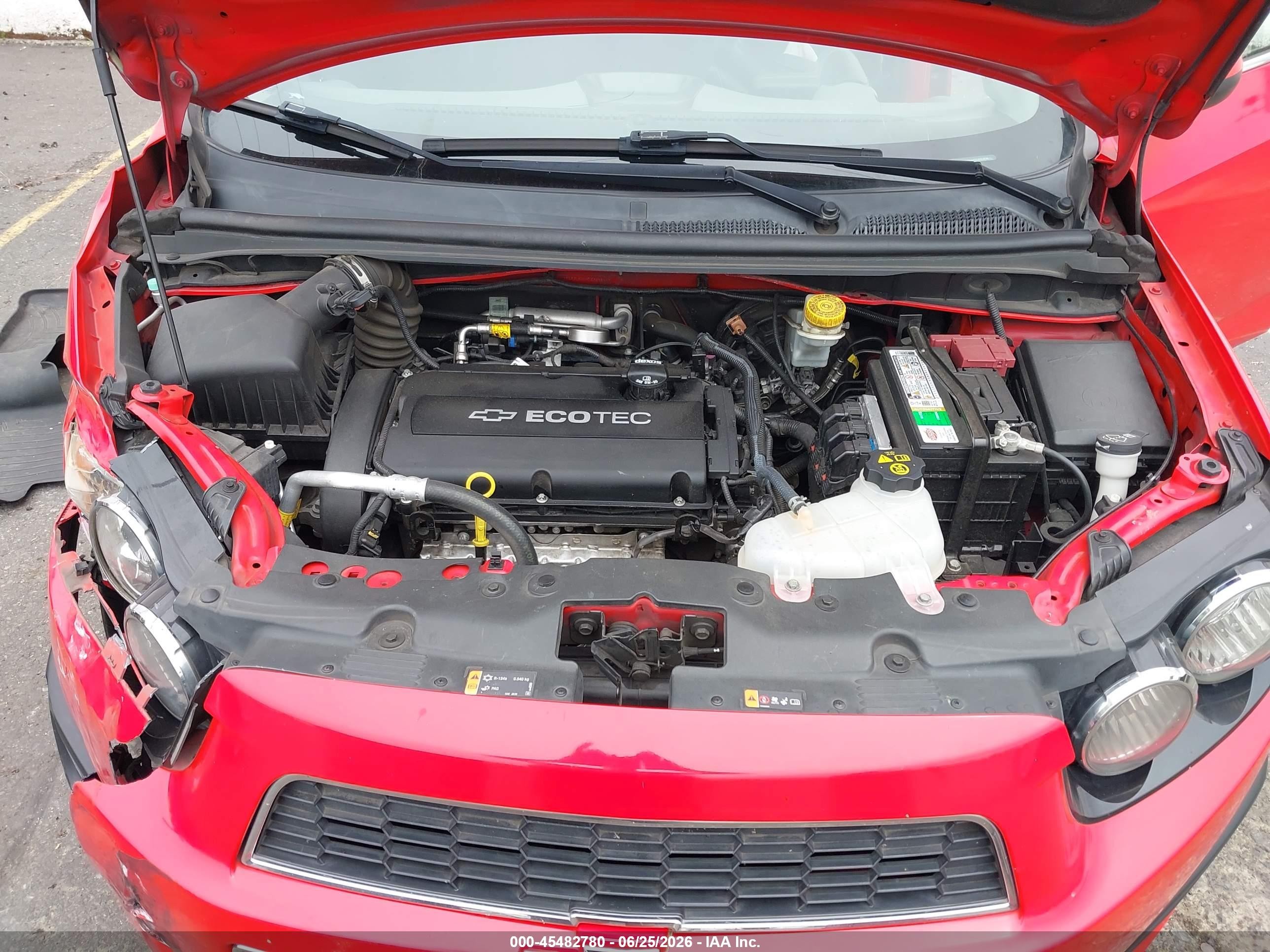 2015 Chevrolet Sonic Lt Auto Red vin: 1G1JC5SH9F4183856