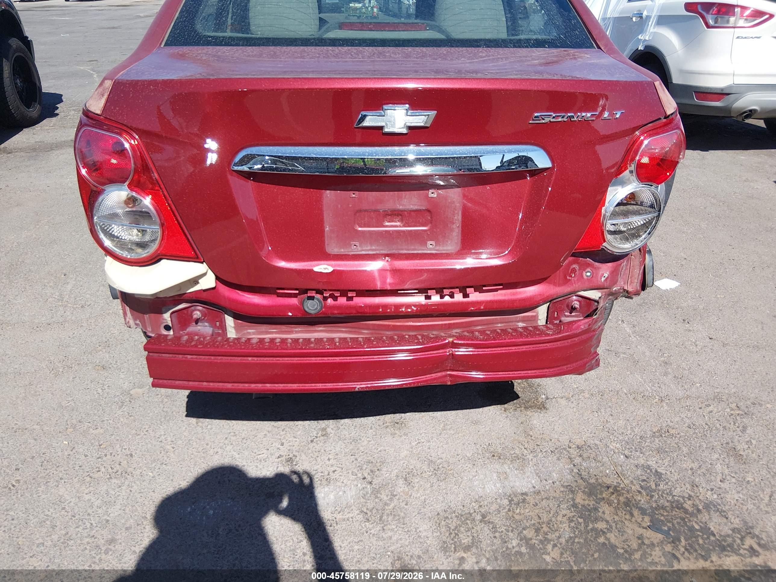 2015 Chevrolet Sonic Lt Auto Red vin: 1G1JC5SHXF4161557