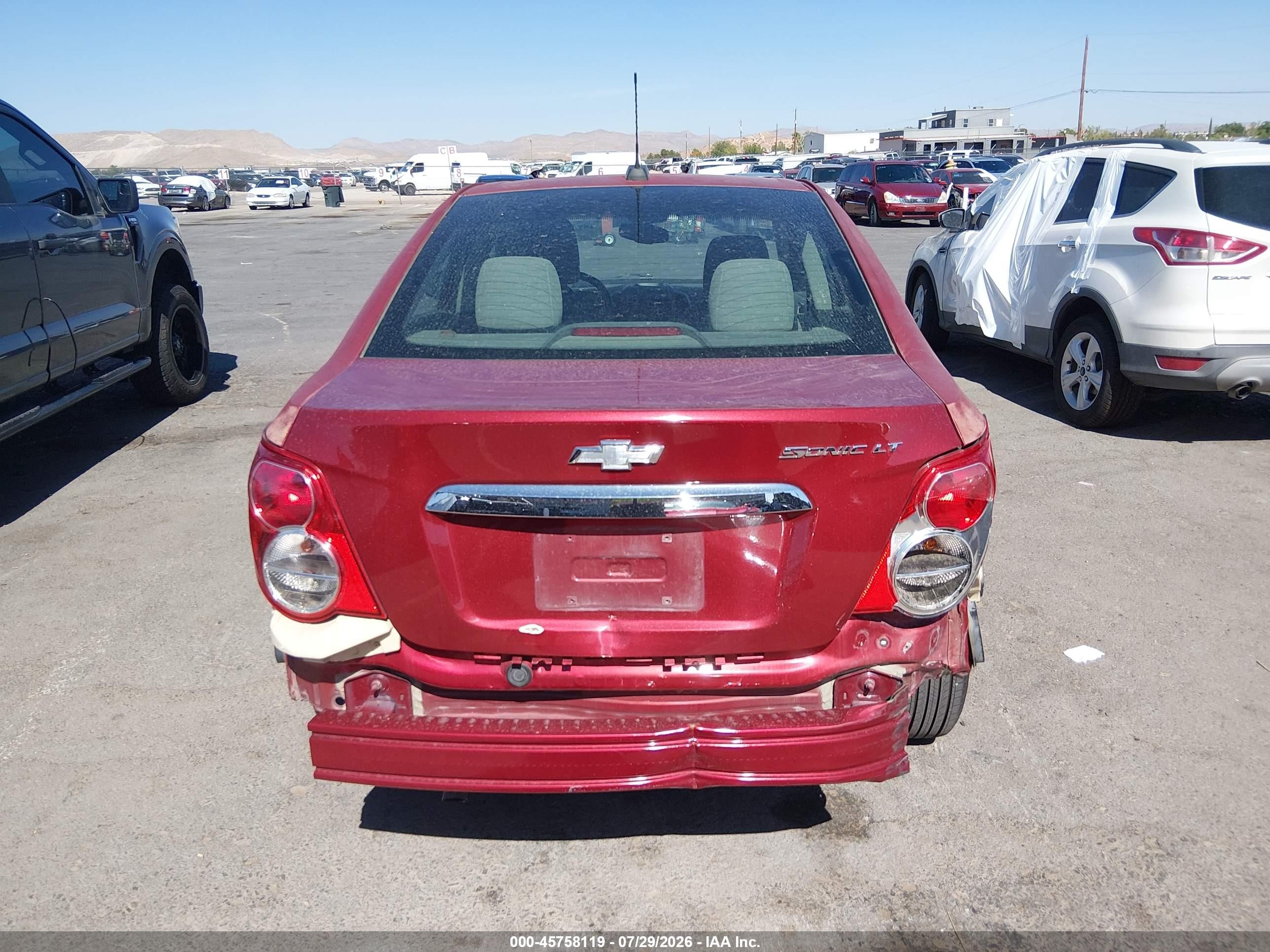 2015 Chevrolet Sonic Lt Auto Red vin: 1G1JC5SHXF4161557