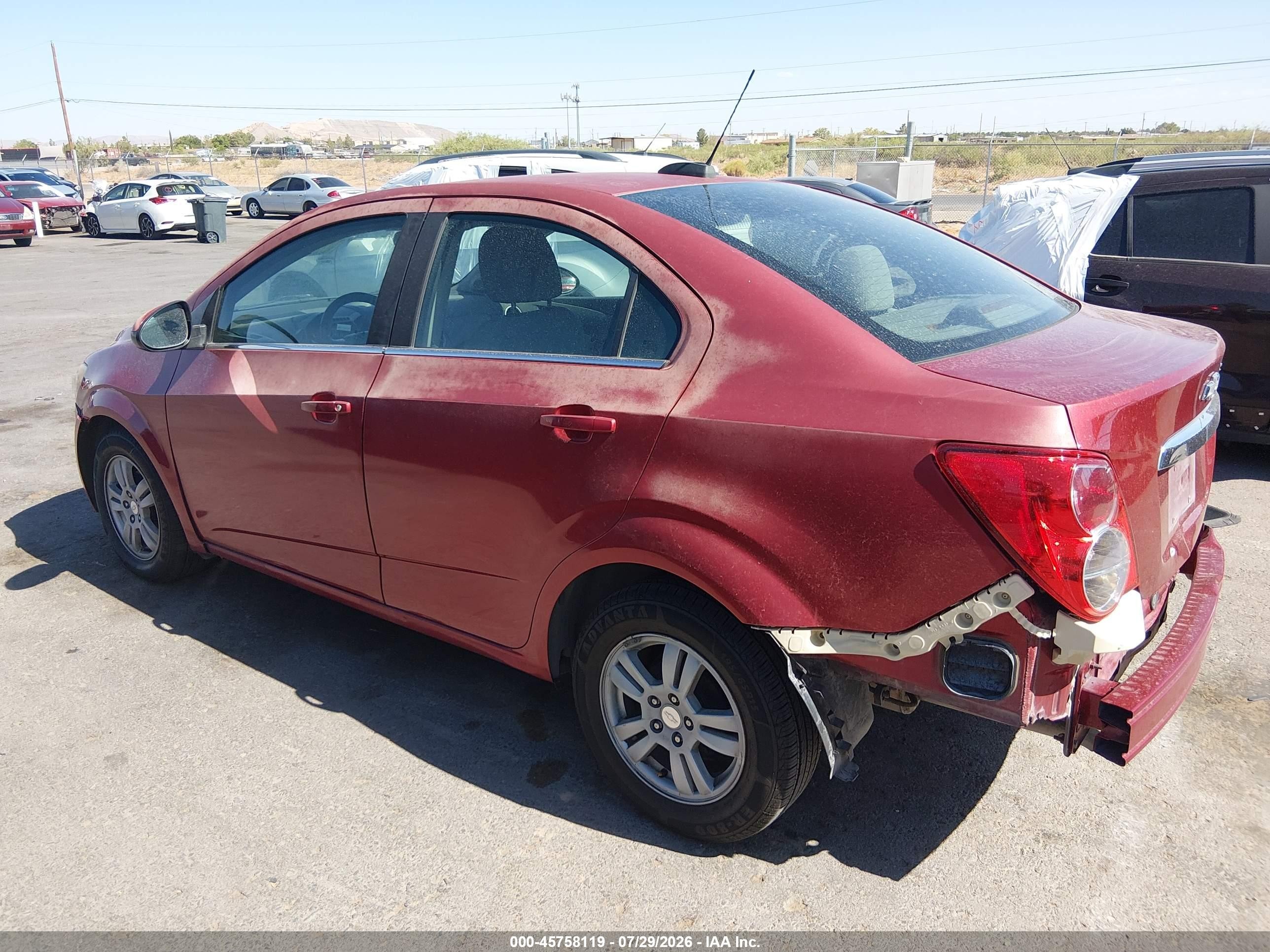2015 Chevrolet Sonic Lt Auto Red vin: 1G1JC5SHXF4161557