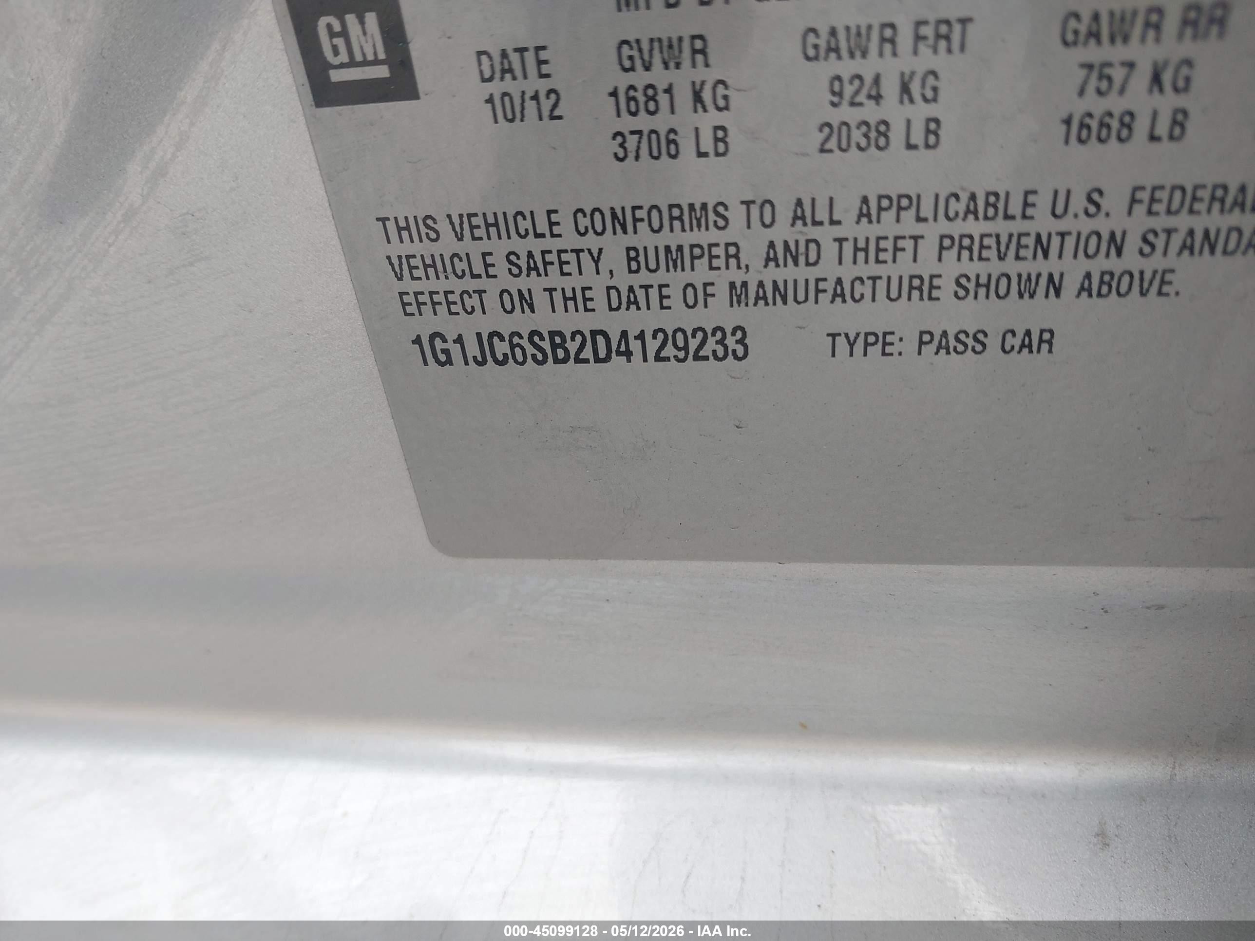 2013 Chevrolet Sonic Lt Auto Silver vin: 1G1JC6SB2D4129233