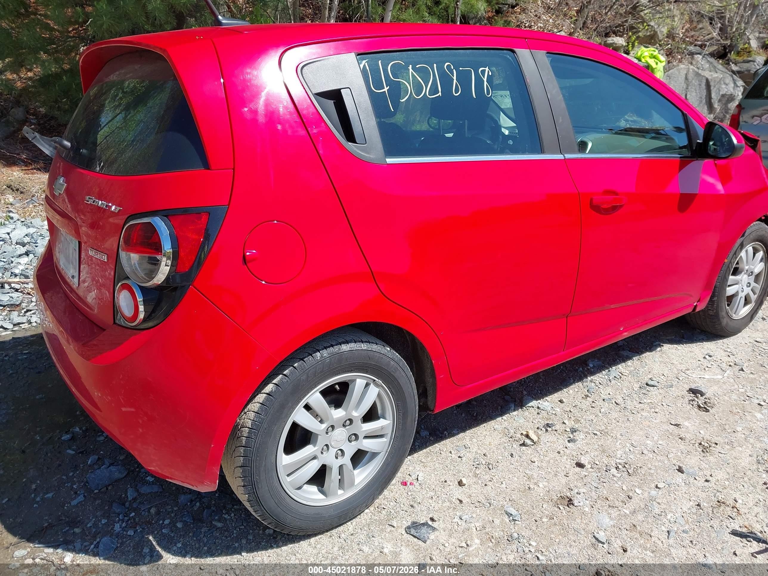 2014 Chevrolet Sonic Lt Auto Red vin: 1G1JC6SB2E4150519