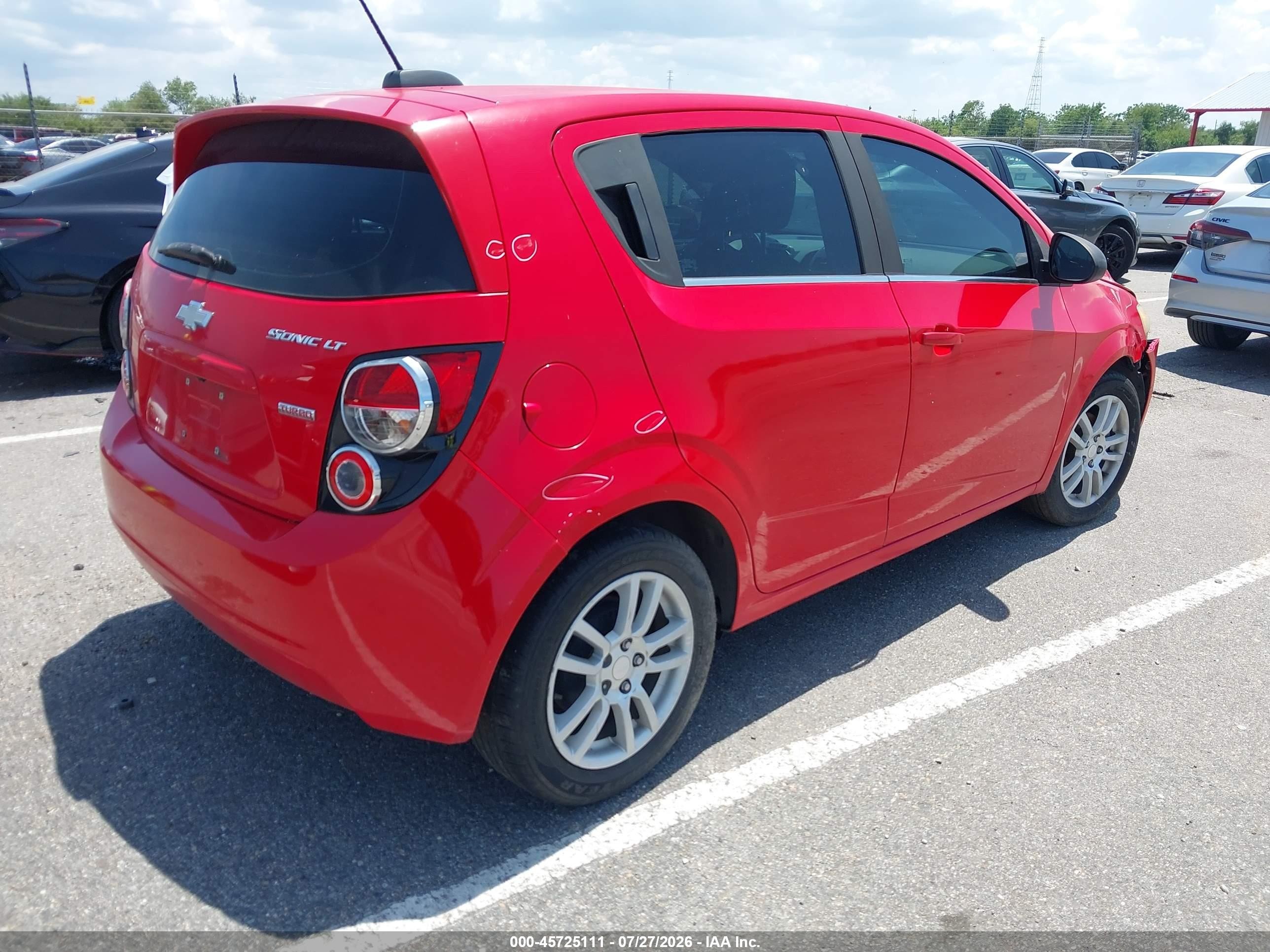2015 Chevrolet Sonic Lt Auto Red vin: 1G1JC6SB2F4175745