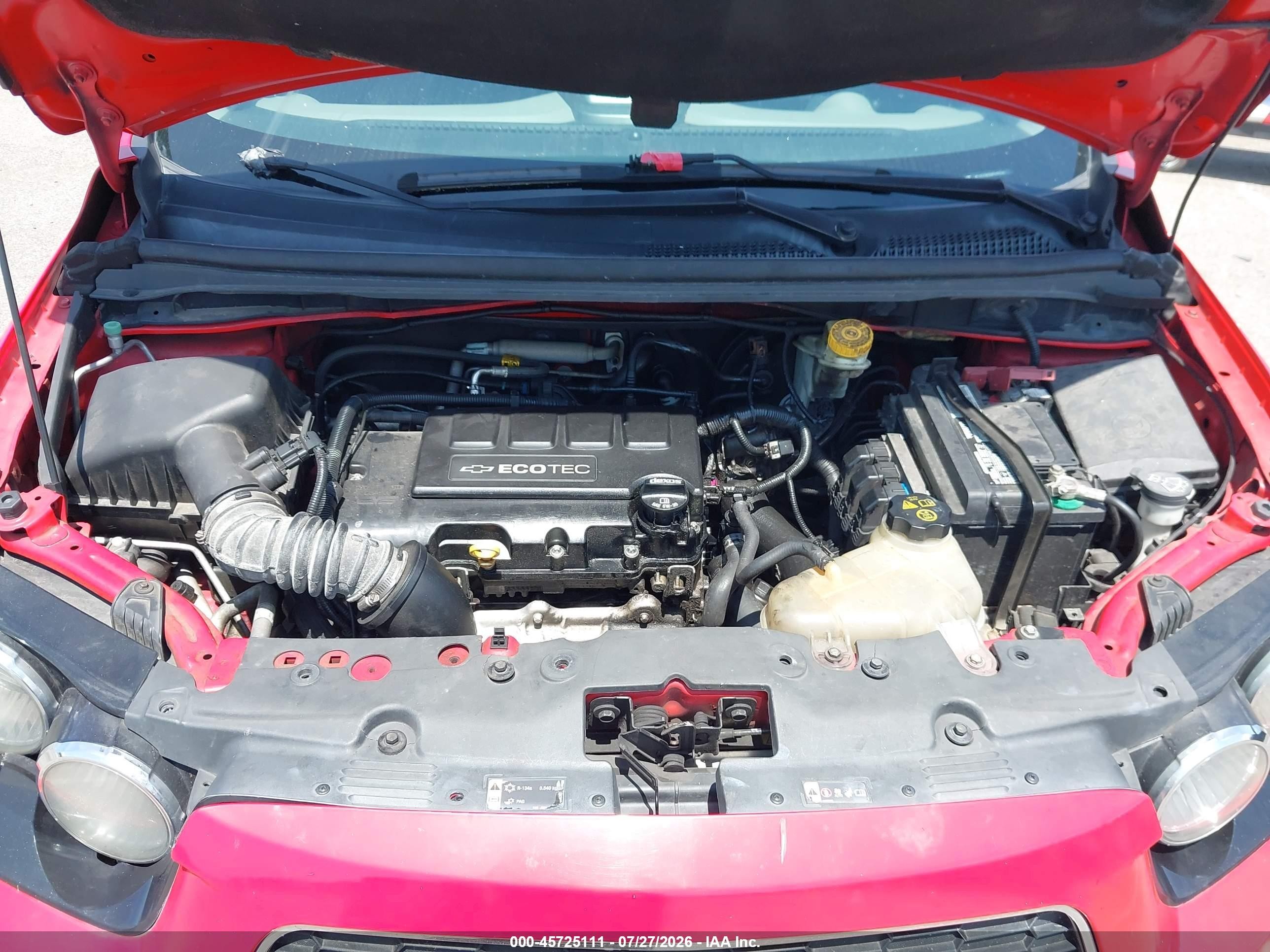 2015 Chevrolet Sonic Lt Auto Red vin: 1G1JC6SB2F4175745