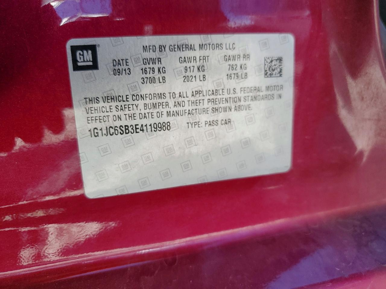 2014 Chevrolet Sonic Lt Purple vin: 1G1JC6SB3E4119988