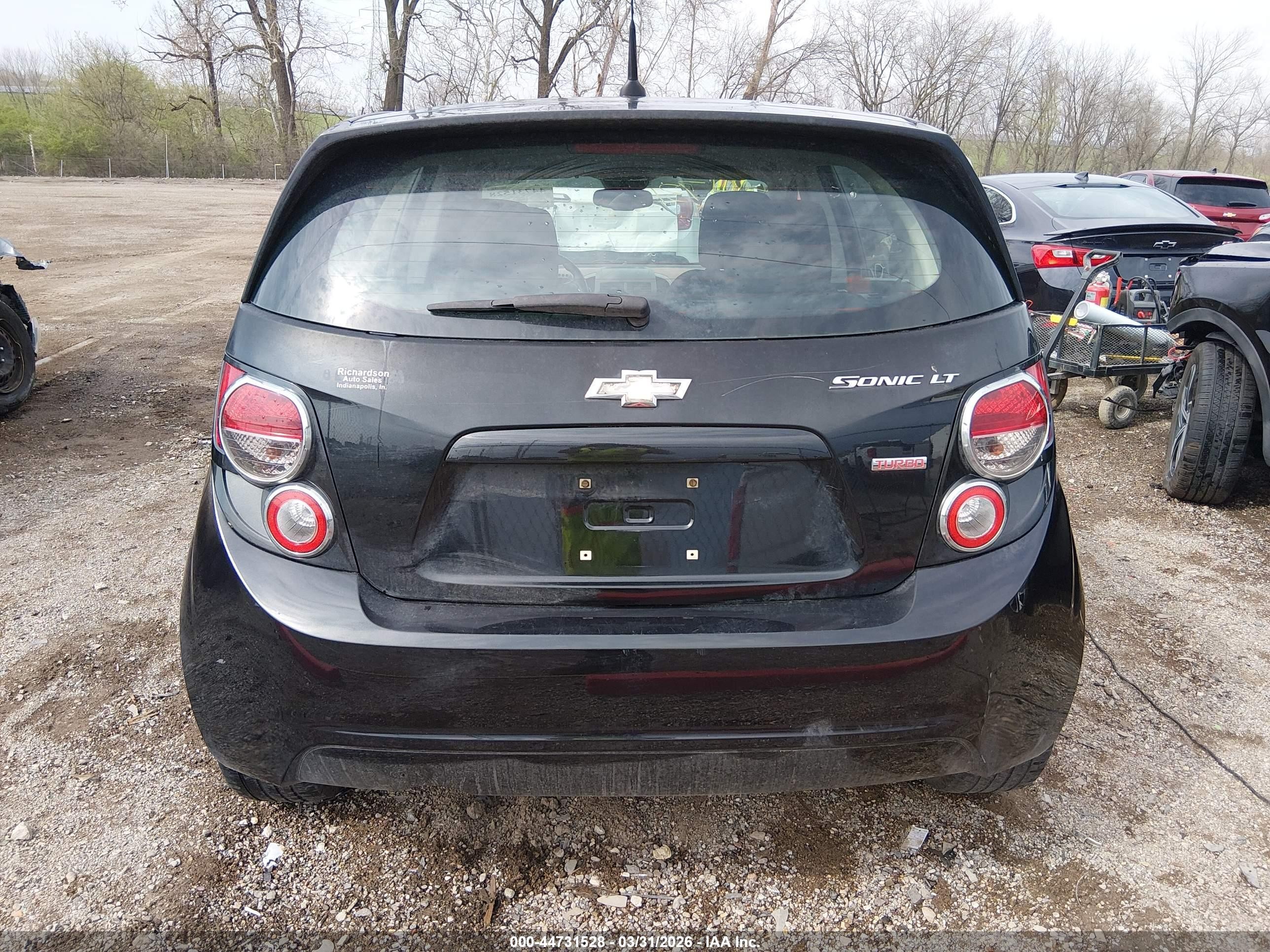 2013 Chevrolet Sonic Lt Auto Black vin: 1G1JC6SB4D4227907