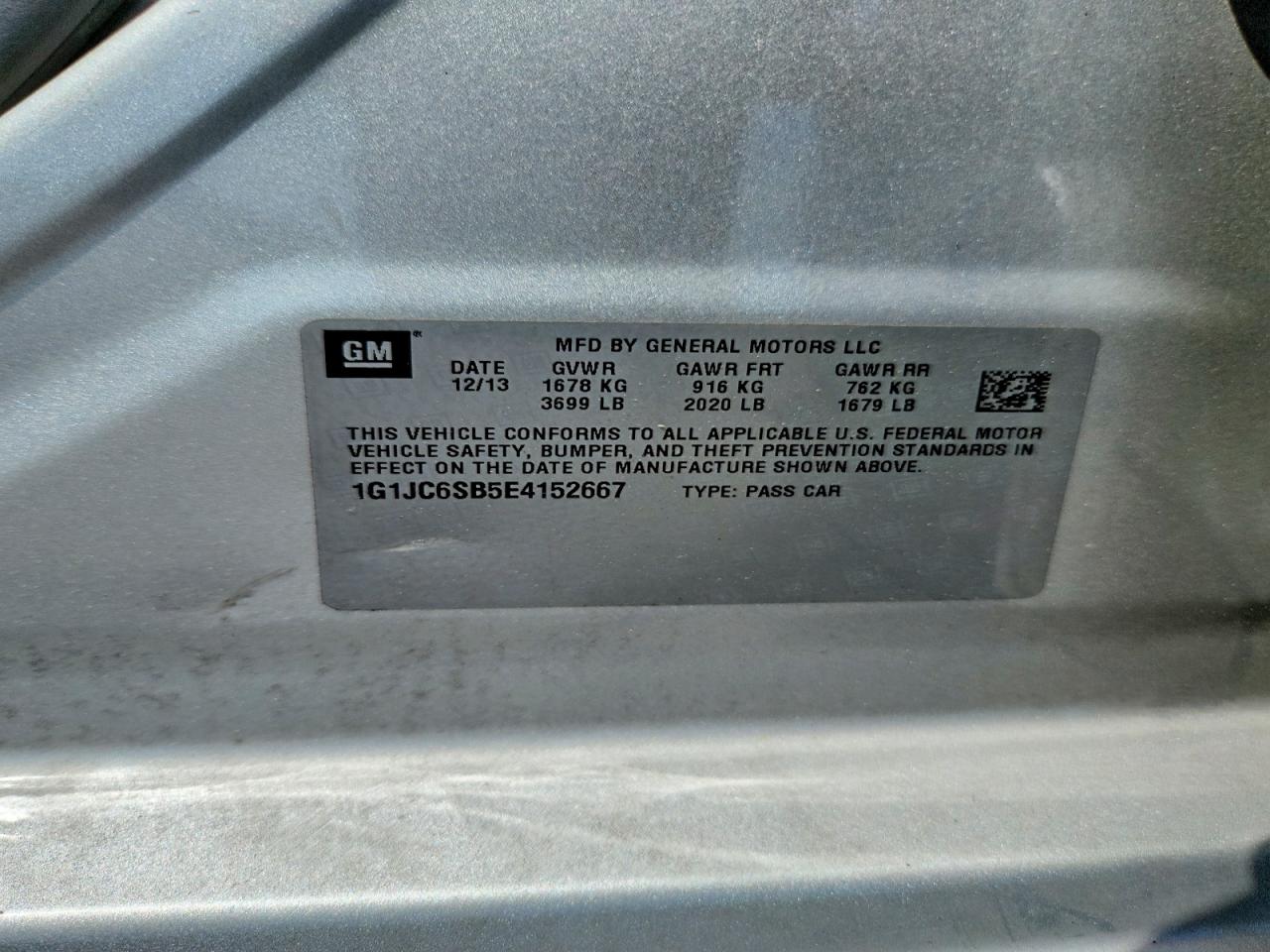 2014 Chevrolet Sonic Lt Silver vin: 1G1JC6SB5E4152667