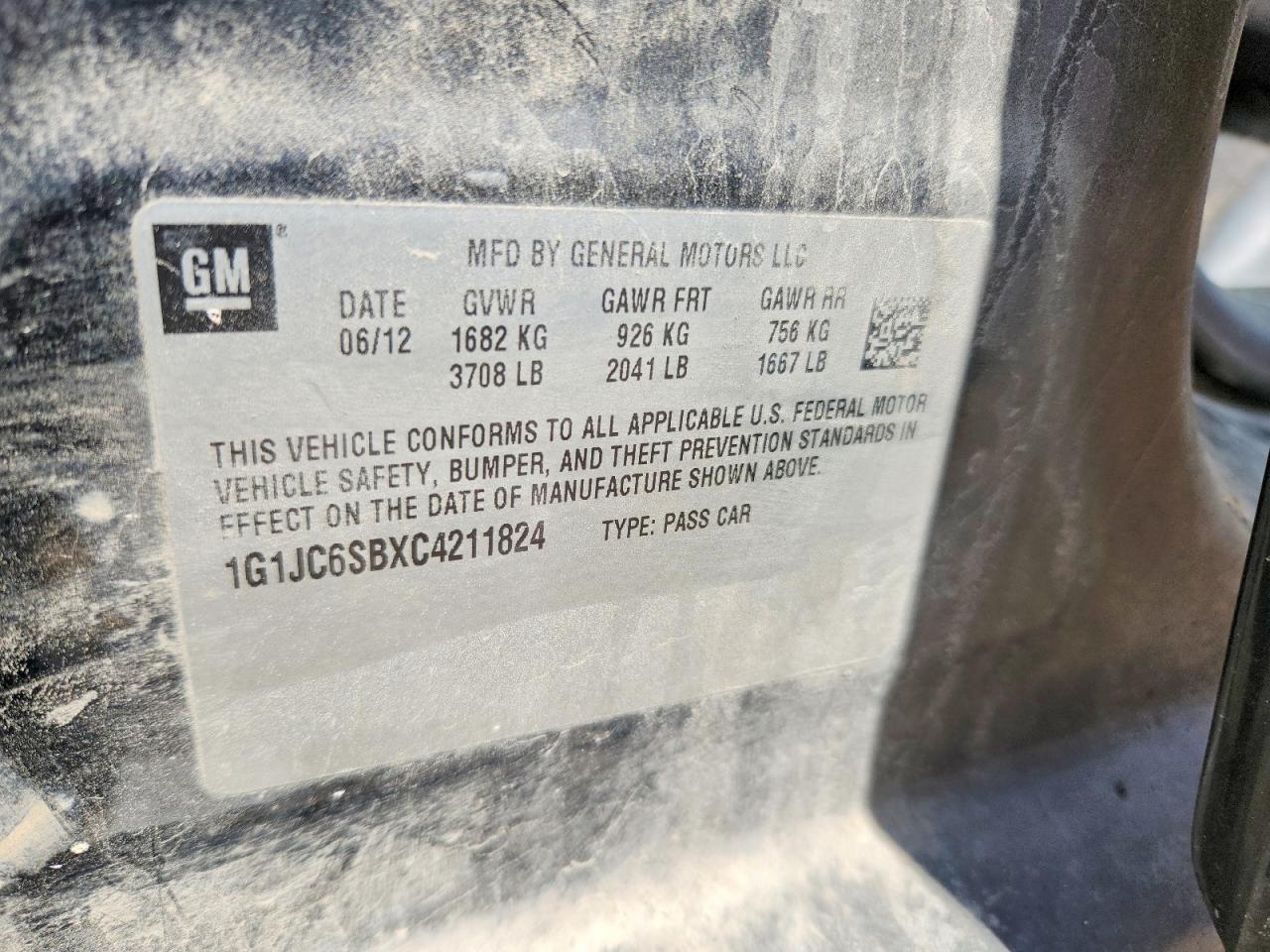 2012 Chevrolet Sonic Lt Черный vin: 1G1JC6SBXC4211824