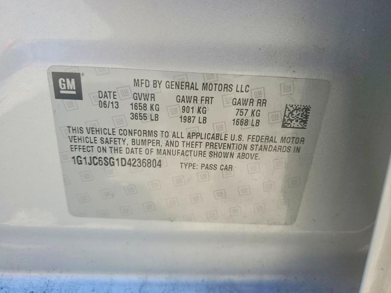 2013 Chevrolet Sonic Lt Silver vin: 1G1JC6SG1D4236804