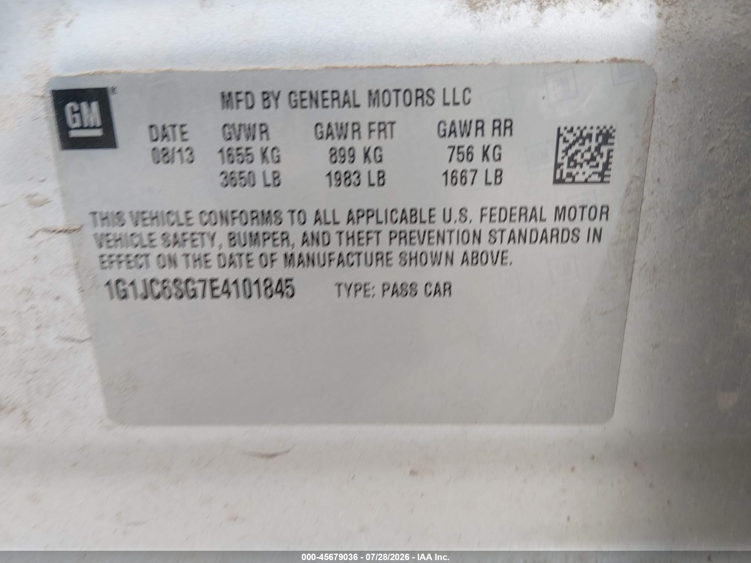 2014 Chevrolet Sonic Lt Auto Silver vin: 1G1JC6SG7E4101845