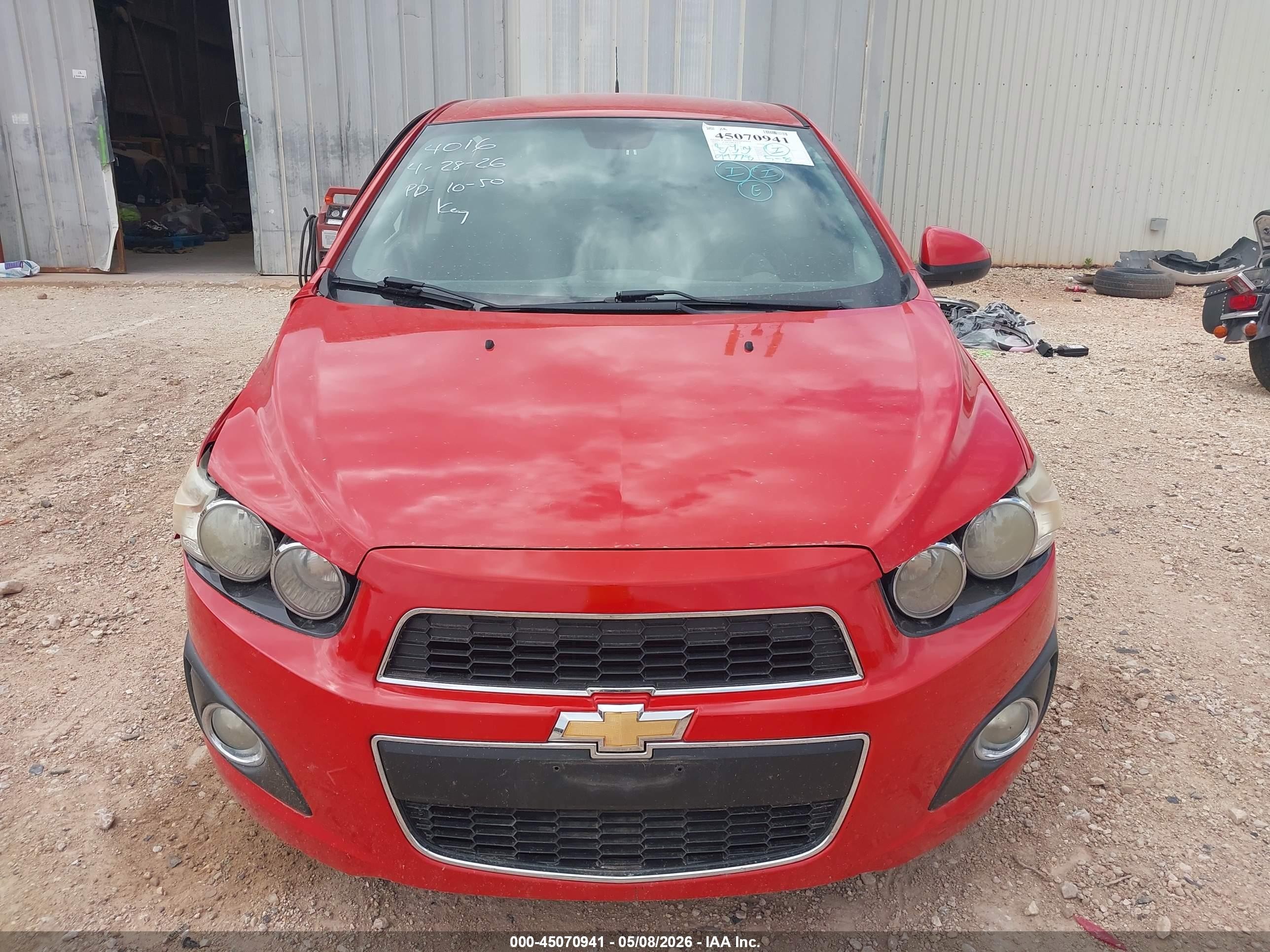 2013 Chevrolet Sonic Lt Auto Orange vin: 1G1JC6SG8D4124016