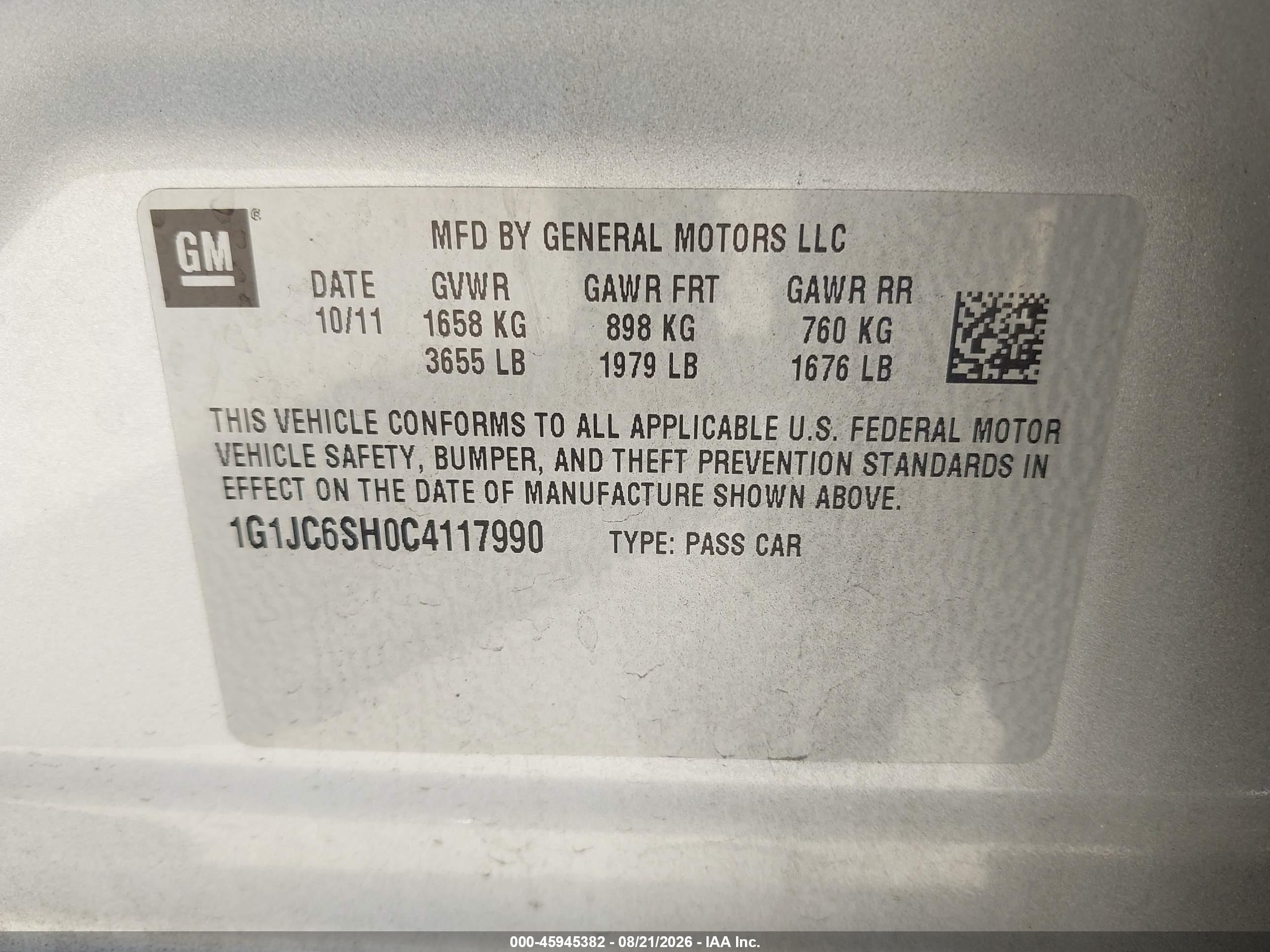 2012 Chevrolet Sonic 2lt Silver vin: 1G1JC6SH0C4117990