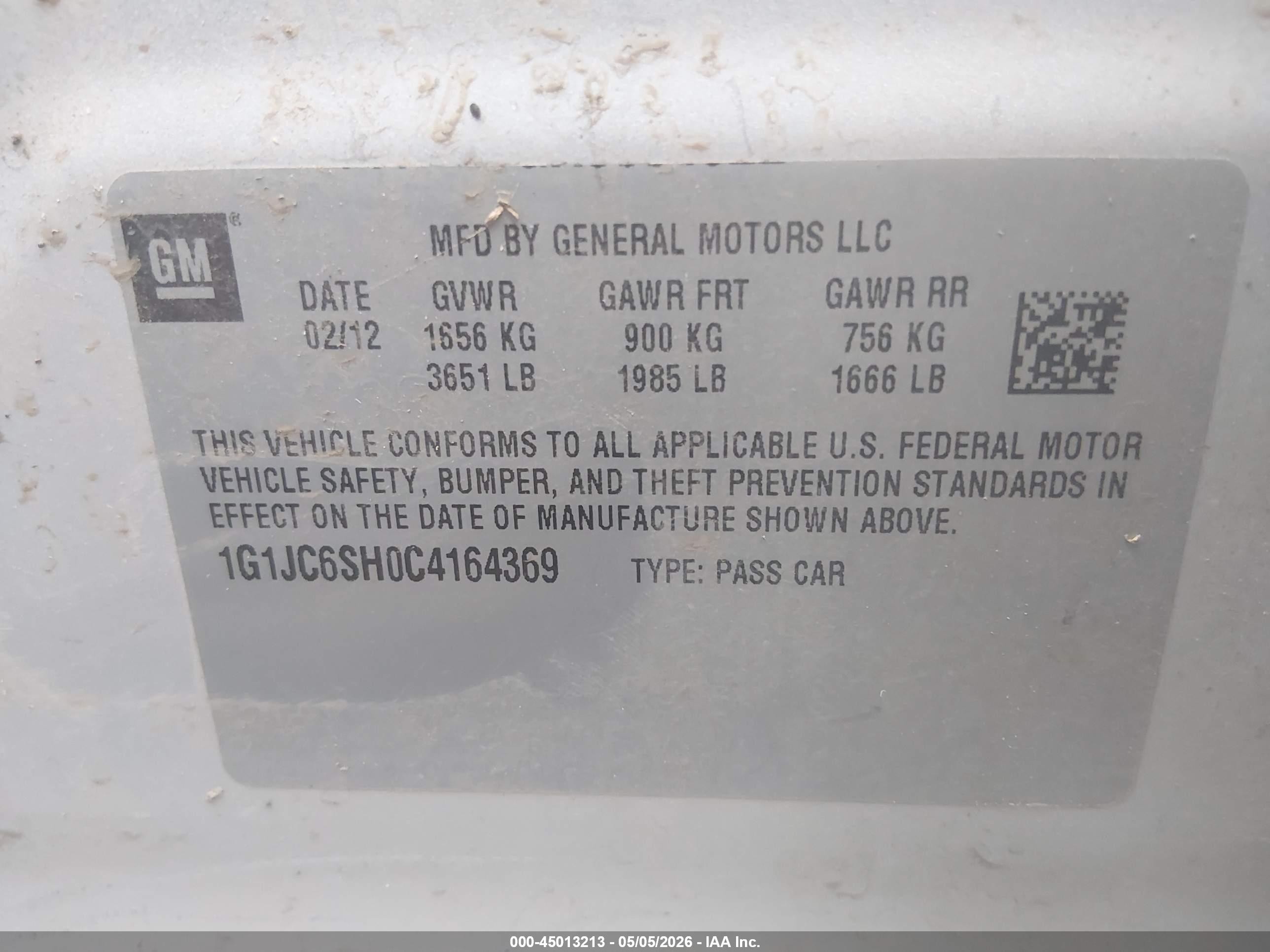 2012 Chevrolet Sonic 2lt Silver vin: 1G1JC6SH0C4164369