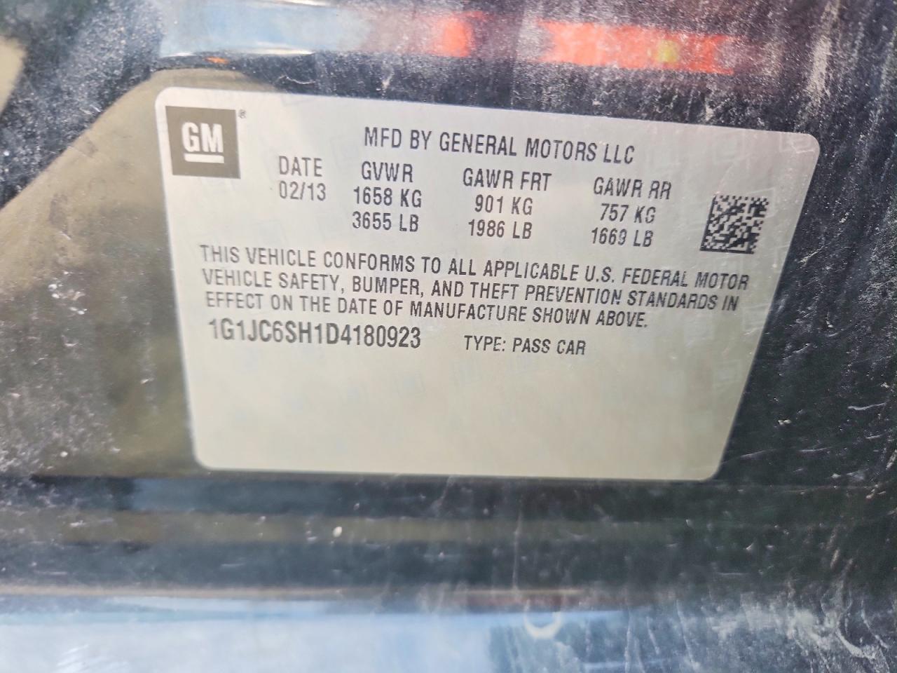 2013 Chevrolet Sonic Lt Black vin: 1G1JC6SH1D4180923