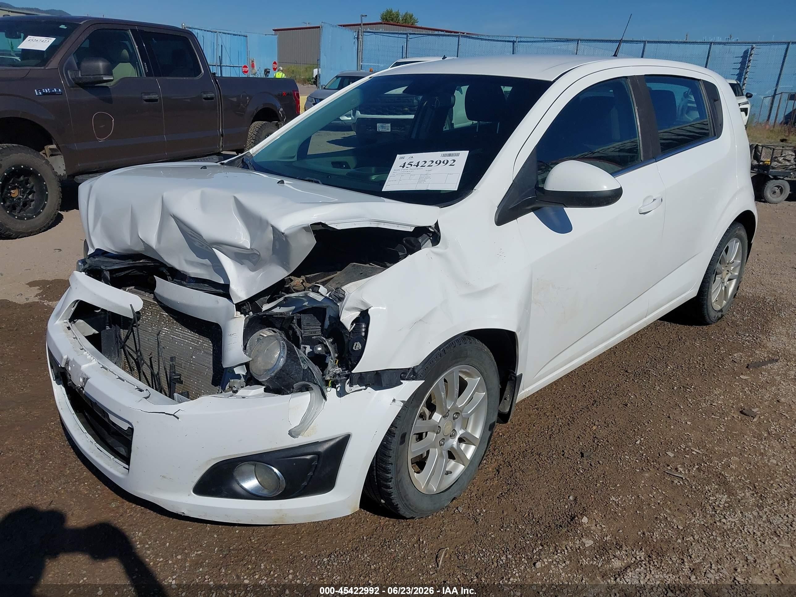 2013 Chevrolet Sonic Lt Auto White vin: 1G1JC6SH1D4248606