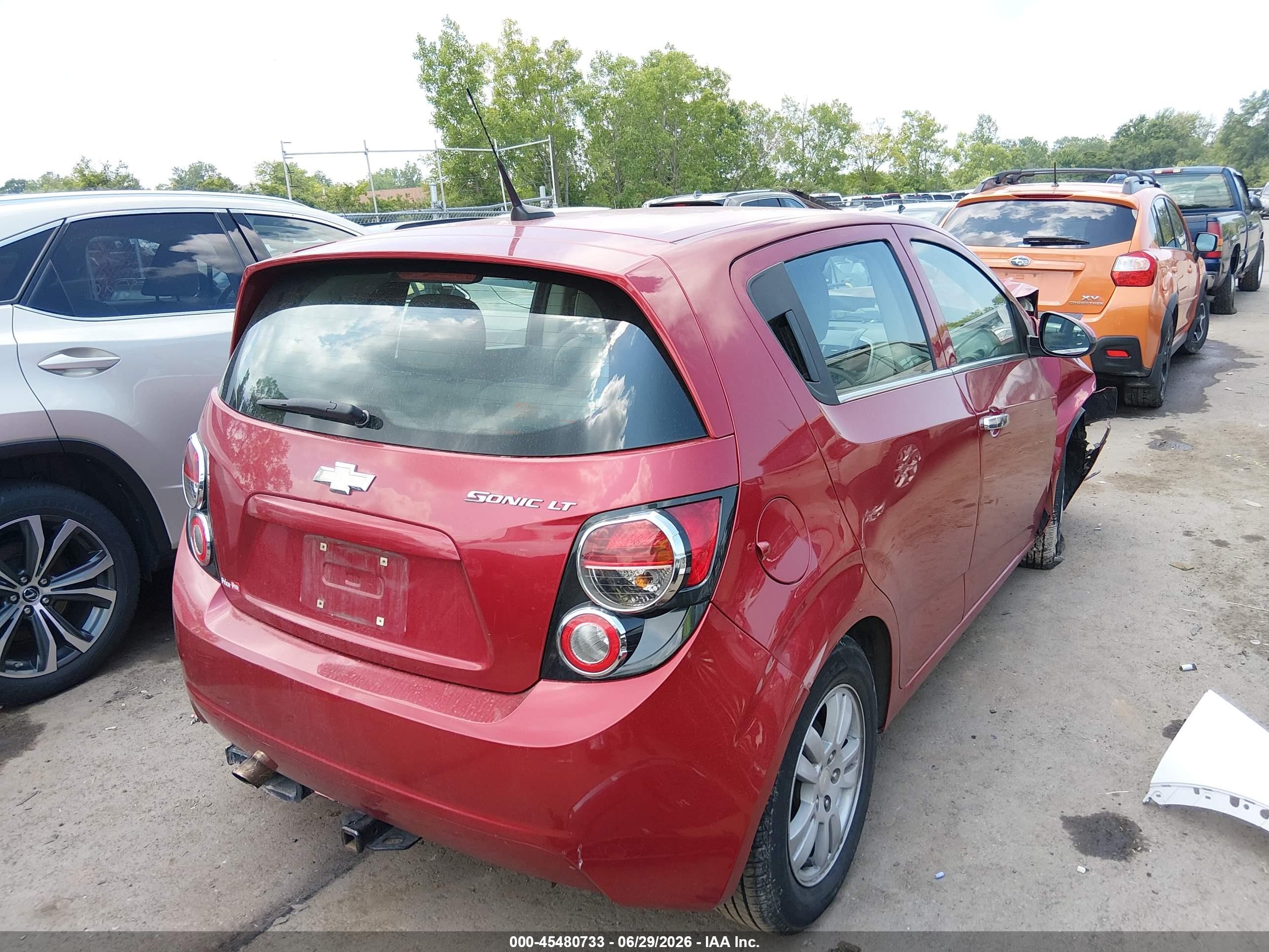 2014 Chevrolet Sonic Lt Auto Красный vin: 1G1JC6SH1E4108962