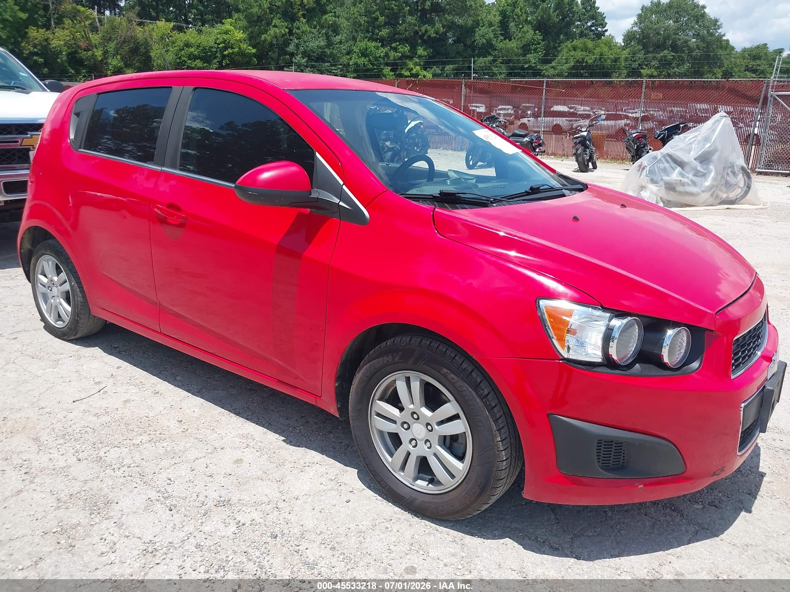 2015 Chevrolet Sonic Lt Auto Red vin: 1G1JC6SH2F4122824