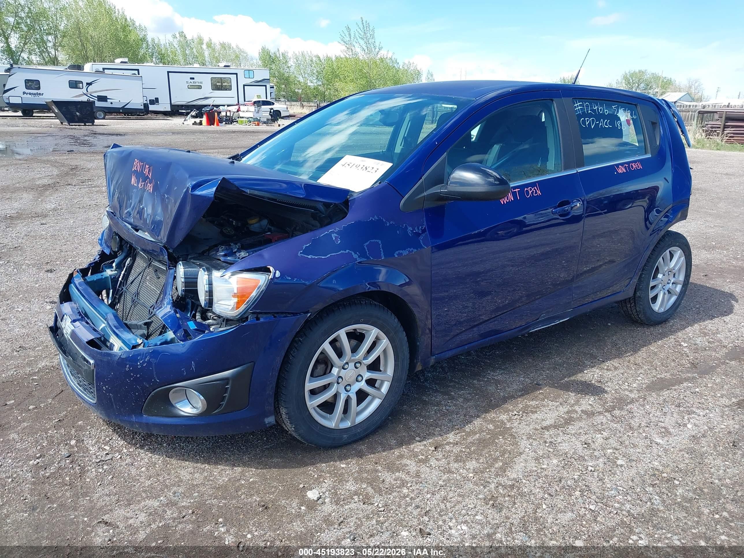 2014 Chevrolet Sonic Lt Auto Blue vin: 1G1JC6SH3E4149321