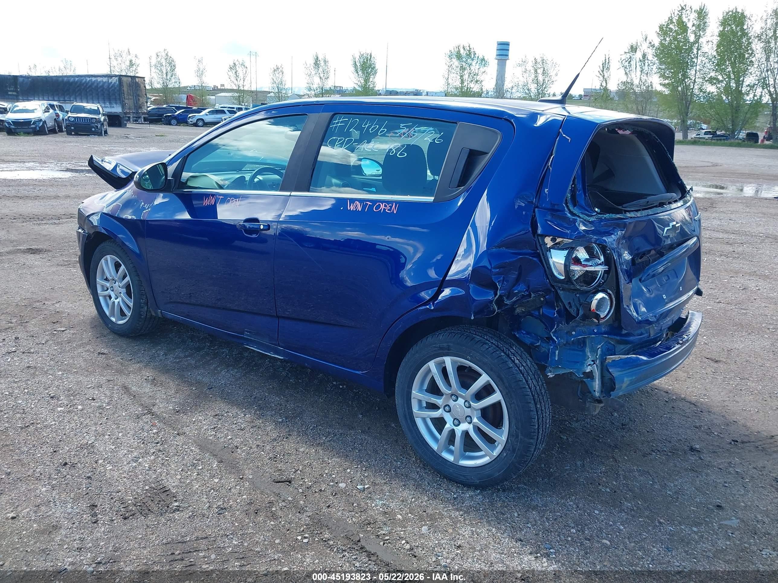 2014 Chevrolet Sonic Lt Auto Blue vin: 1G1JC6SH3E4149321